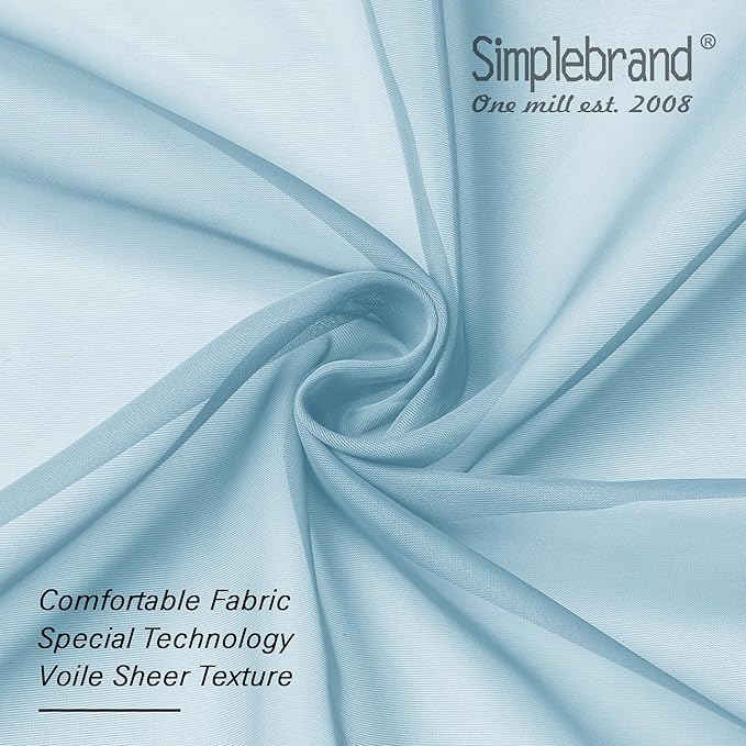 Simplebrand Sky Blue Sheer Curtains 63 Inch Length 2 Panels, Rod Pocket Solid Color Window Sheer Curtain Panels, Elegant Curtains & Drapes for Living Room, Bedroom 2 Panels (42" W x 63" L)
