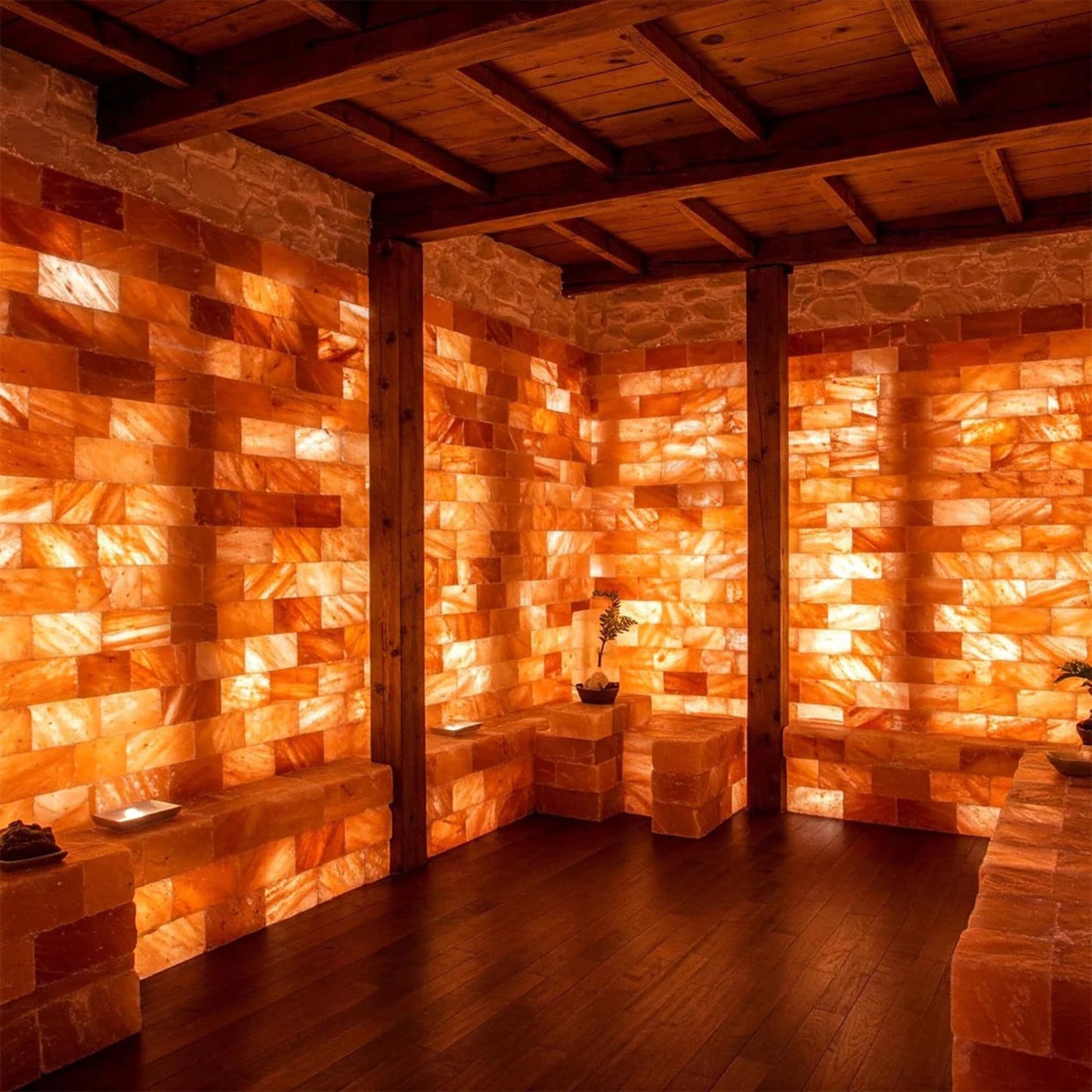 Himalayan Pink Salt Bricks 8x4x1 Inch – Pack of 6 Natural Salt Tiles for Salt Walls, Sauna Rooms, Spa Decor & Wellness Projects