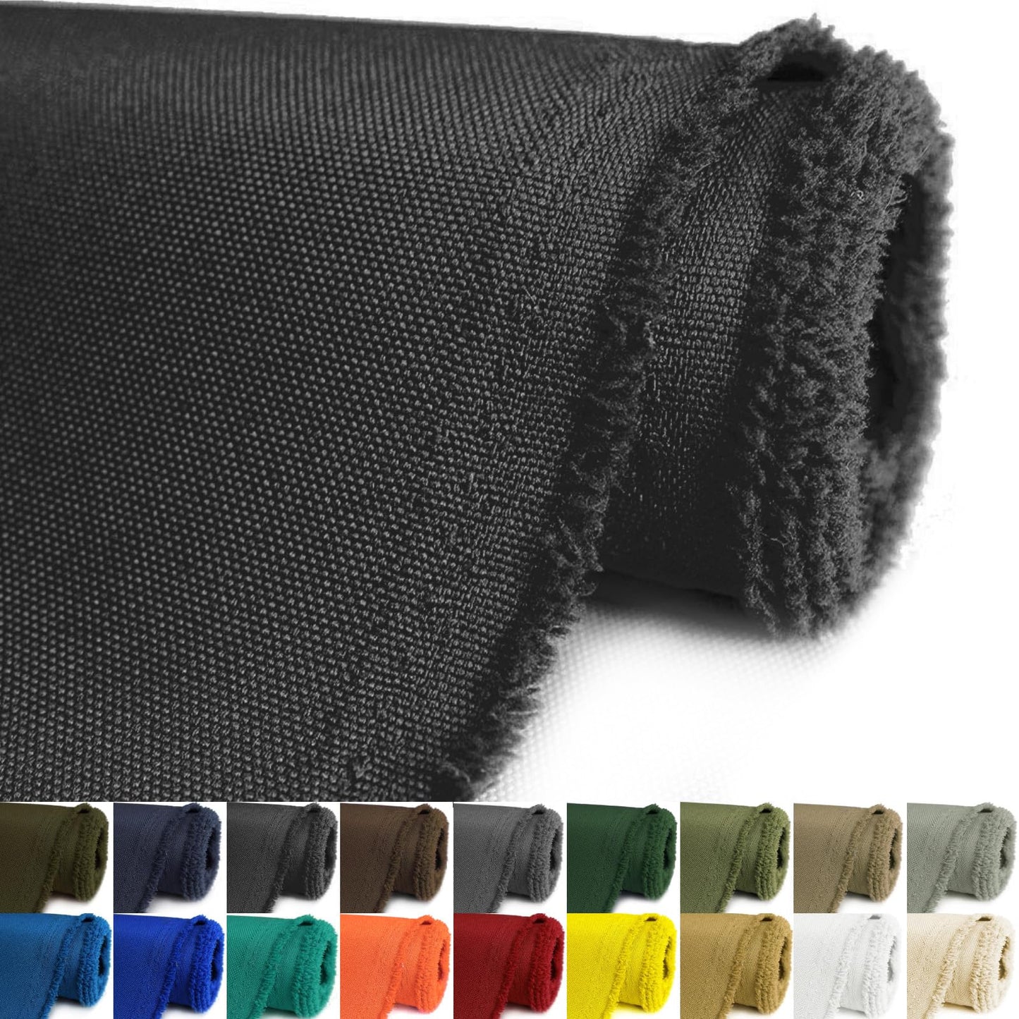 Waterproof Canvas Fabric by The Yard 58inch 600D Upholstery Material Polyester Fabric Outdoor Water Resistant Fabric for Sewing Chair Patio Cushion Bag Interior, Pre Cut 1 Yard Black