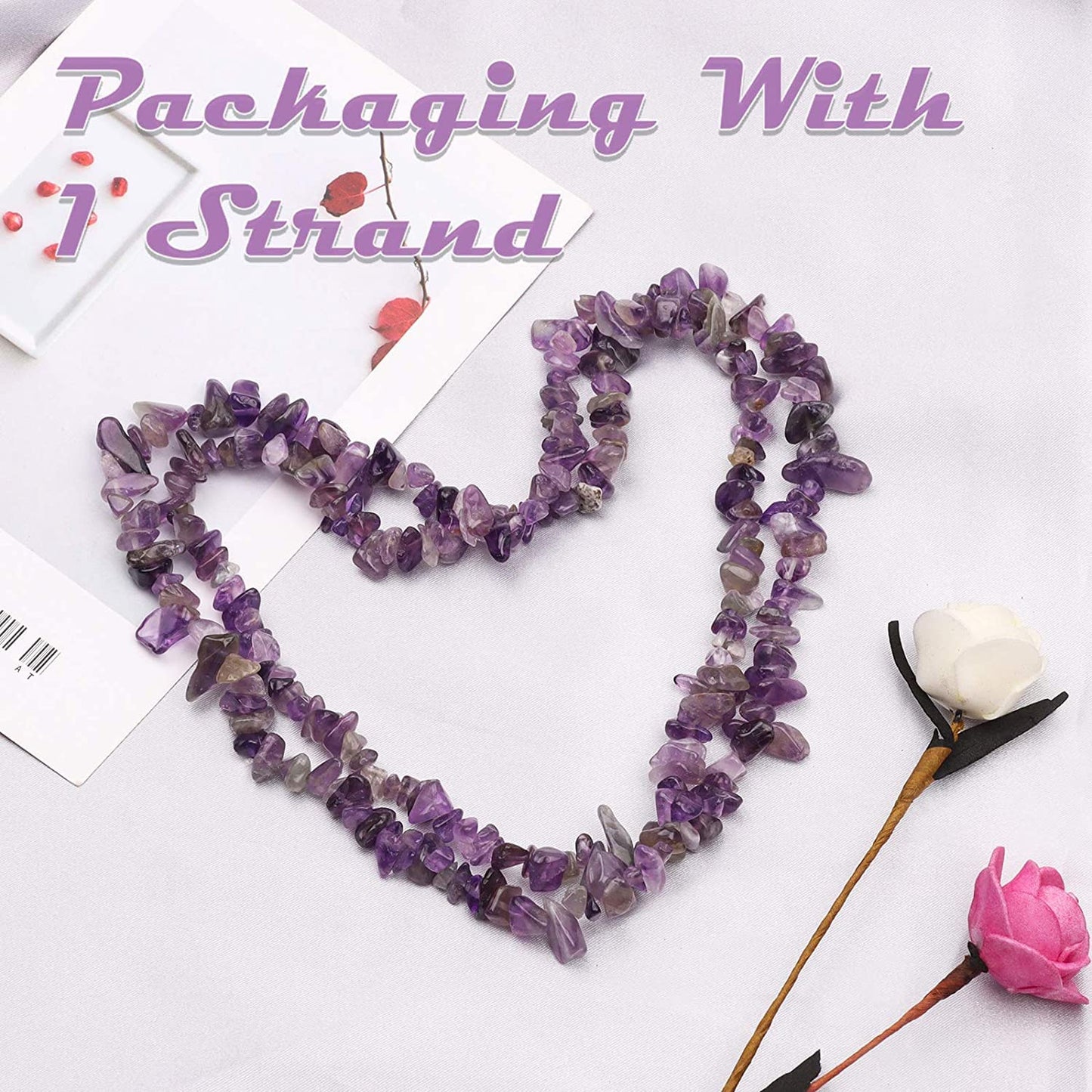 500 pcs Natural Chip Stone Beads, Amethyst 5-8 mm Irregular Gemstones Healing Crystal Loose Rocks Bead Hole Drilled for Jewelry Making Bracelet