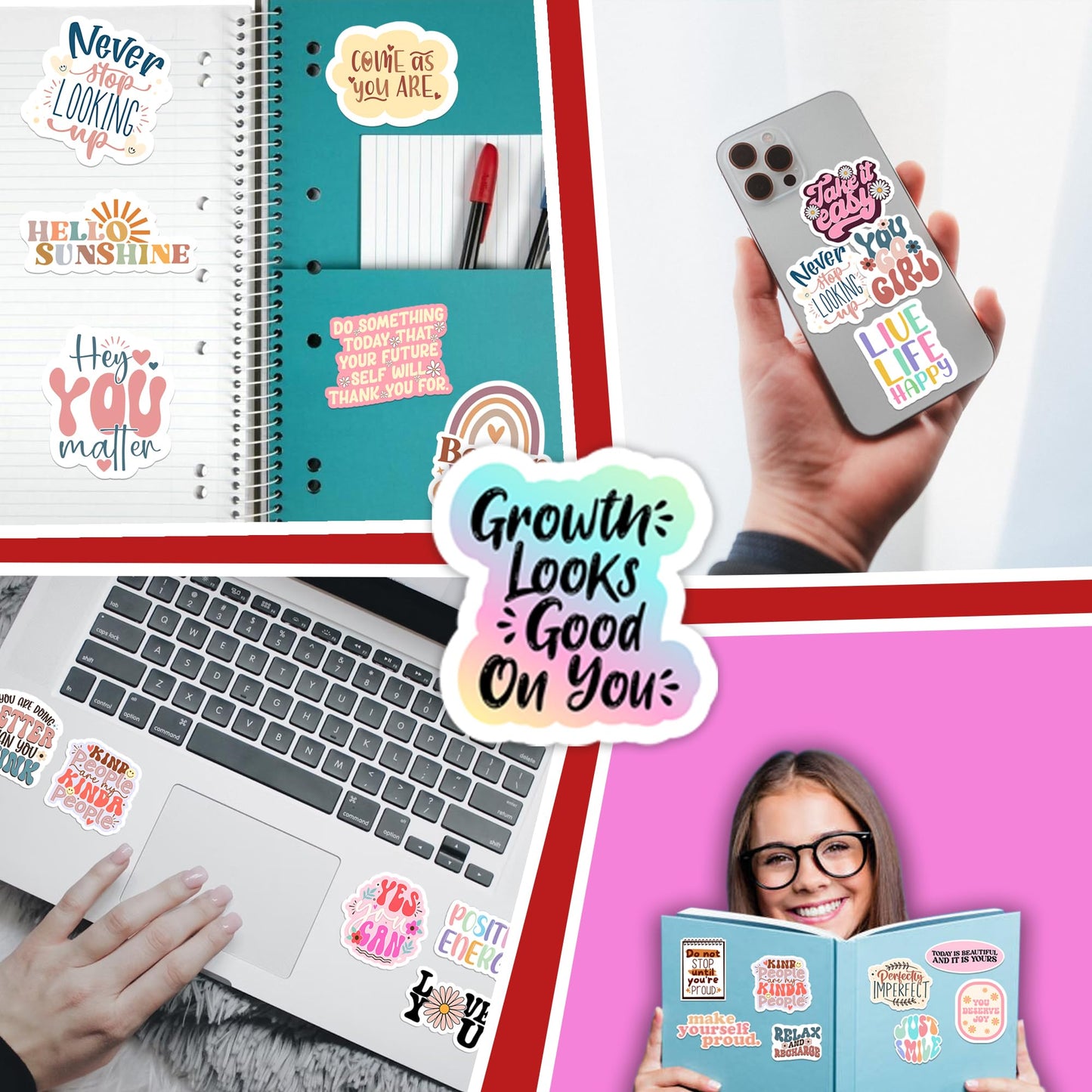 300PCS Motivational & Affirmation Stickers by Puraesla – for Vision Board, Positive Inspirational Decals for Water Bottles, Laptops, Planners, Journals, Scrapbooks & Teachers