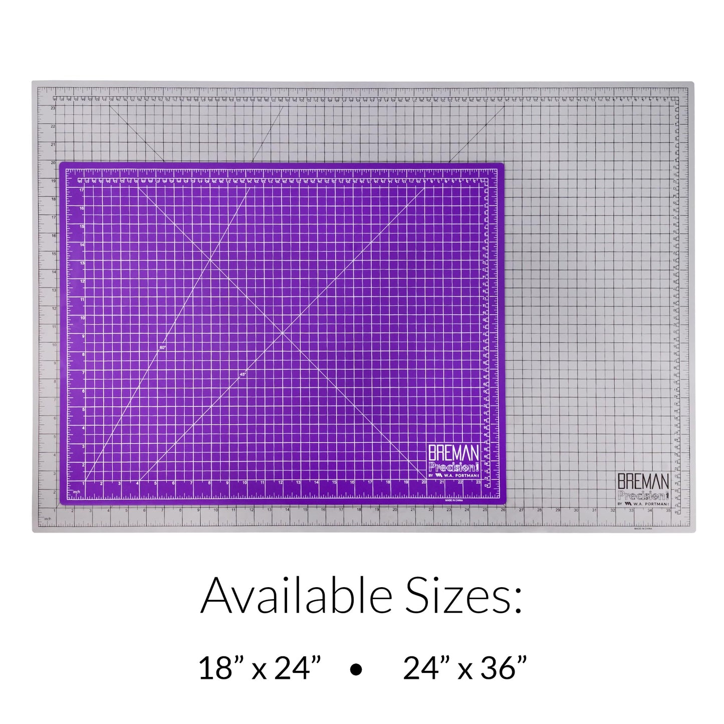 Breman Precision 24x36 Inch Self Healing Cutting Mat – 2-Sided 5-Ply PVC Purple/Gray Cutting Mats for Crafts, Sewing, Quilting & DIY Projects with Durable Non-Slip Surface and Precise Grid Lines