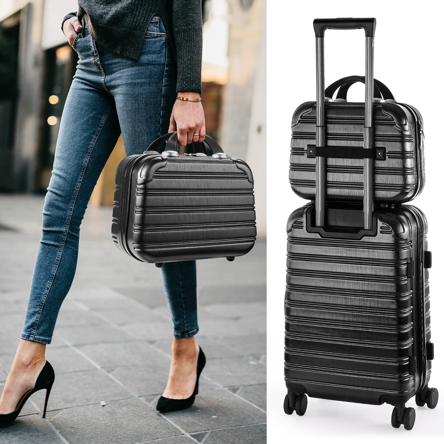 14-Inch Makeup Train Case Hardshell PC+ABS Travel Cosmetic Organizer, Makeup Storage Box for Toiletry Durable Portable Gifts for Women.
