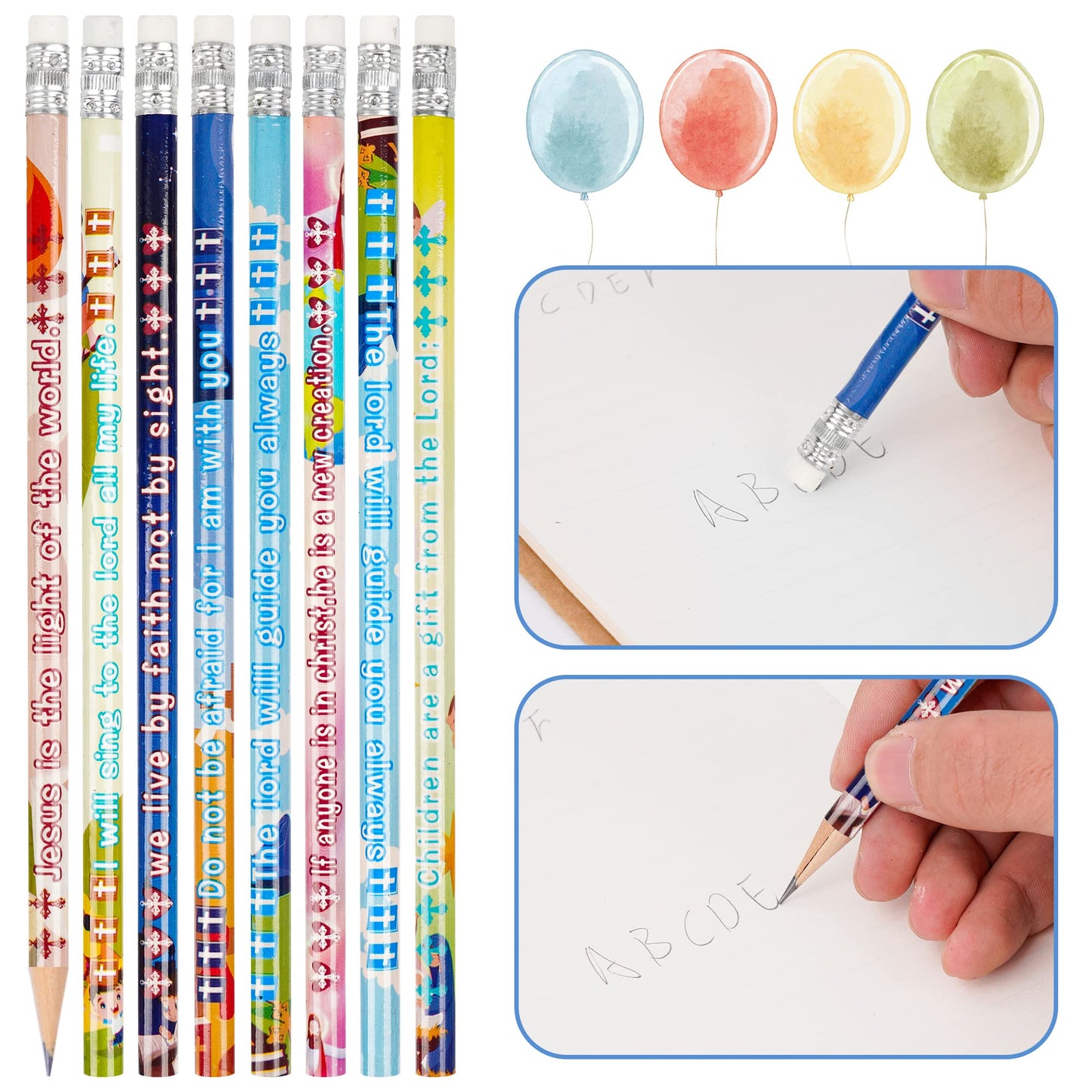 200 Bible Verses Inspirational Scripture Pencils with Hollow Cross for School & Church