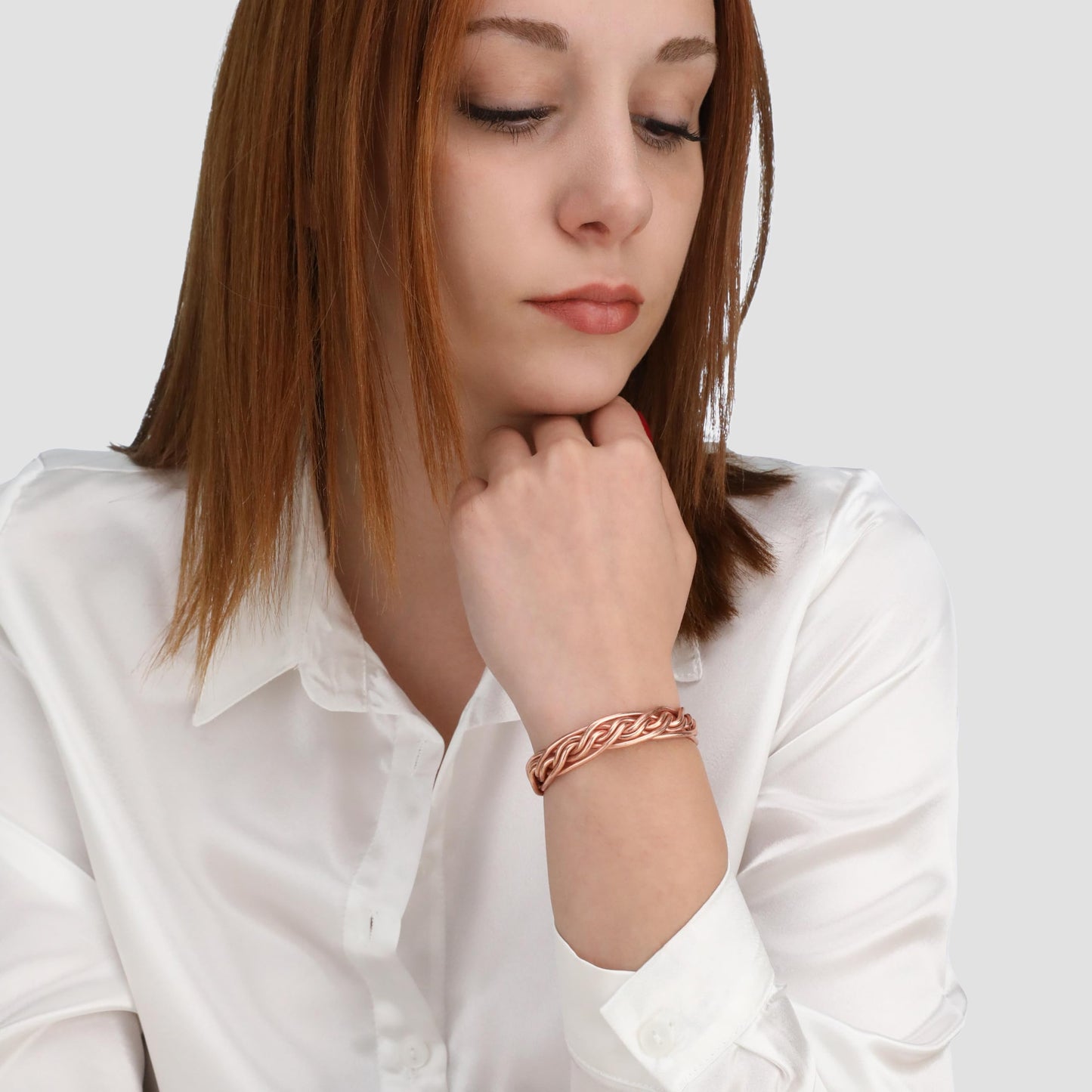 tunarts Handmade Elegant Copper Bracelet for Women and Men-Pure Copper Bracelet for Pain Relief-Adjustable,Thickest,Twisted Copper Wire Bracelet (red intricate)