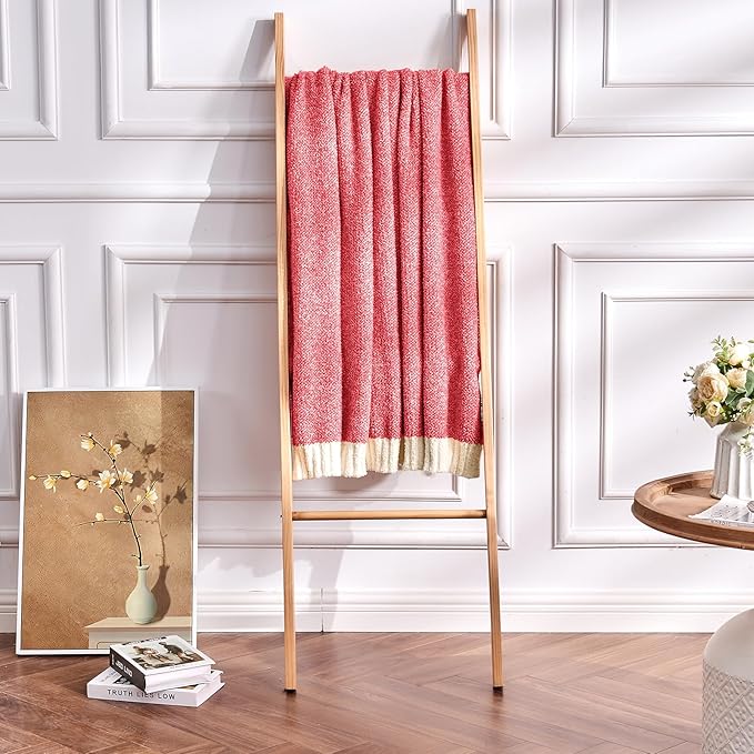 CozeCube Melange Blanket, Ultra Soft Christmas Red and White Throw Blanket, Warm Cozy Knit Fuzzy Plush Reversible Throw for Couch Bed Sofa, 50"x60"