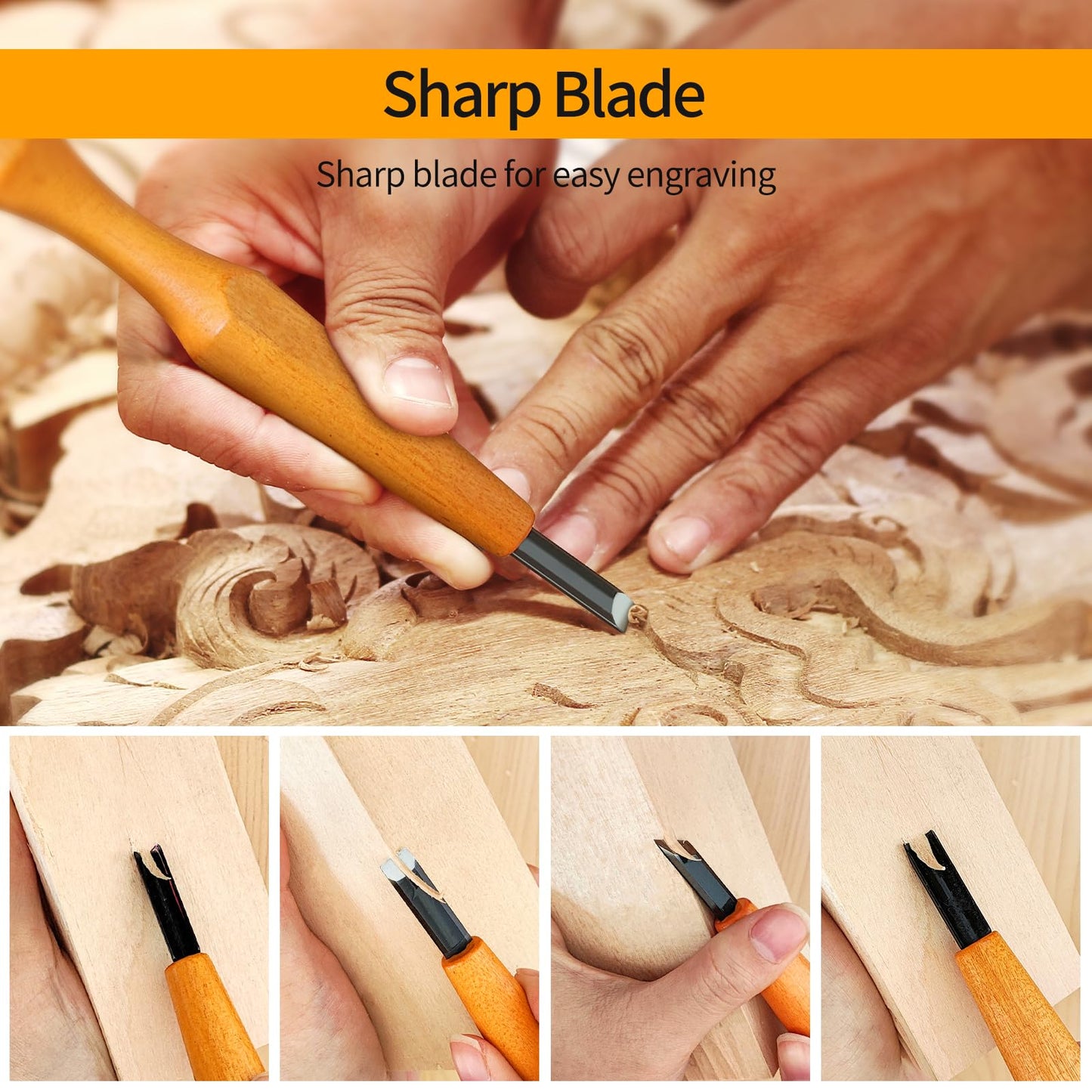 Wood Carving Tools Set - 20 Pcs Wood Carving Knife Set Beginner Whittling Kit with Canvas Case for Adults Children, Carving DIY Wood Carving Kit - Perfect for Beginners and Experts