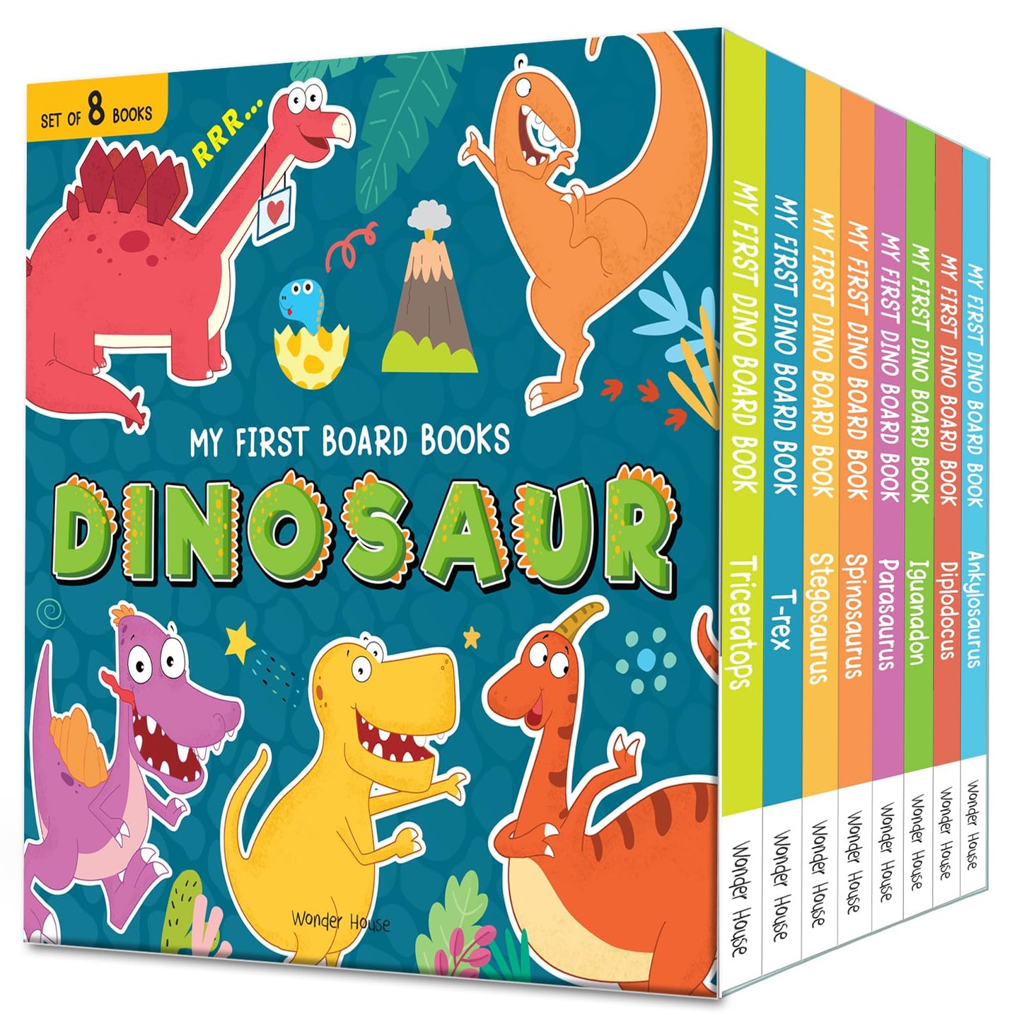 My First Board Books Dinosaur Box Set (8 Books Boxed Set) – Page Count: 96 / Illustrated Dino Board Books / Improves Vocabulary / Clear and Bold Text / Easy (My First Books)
