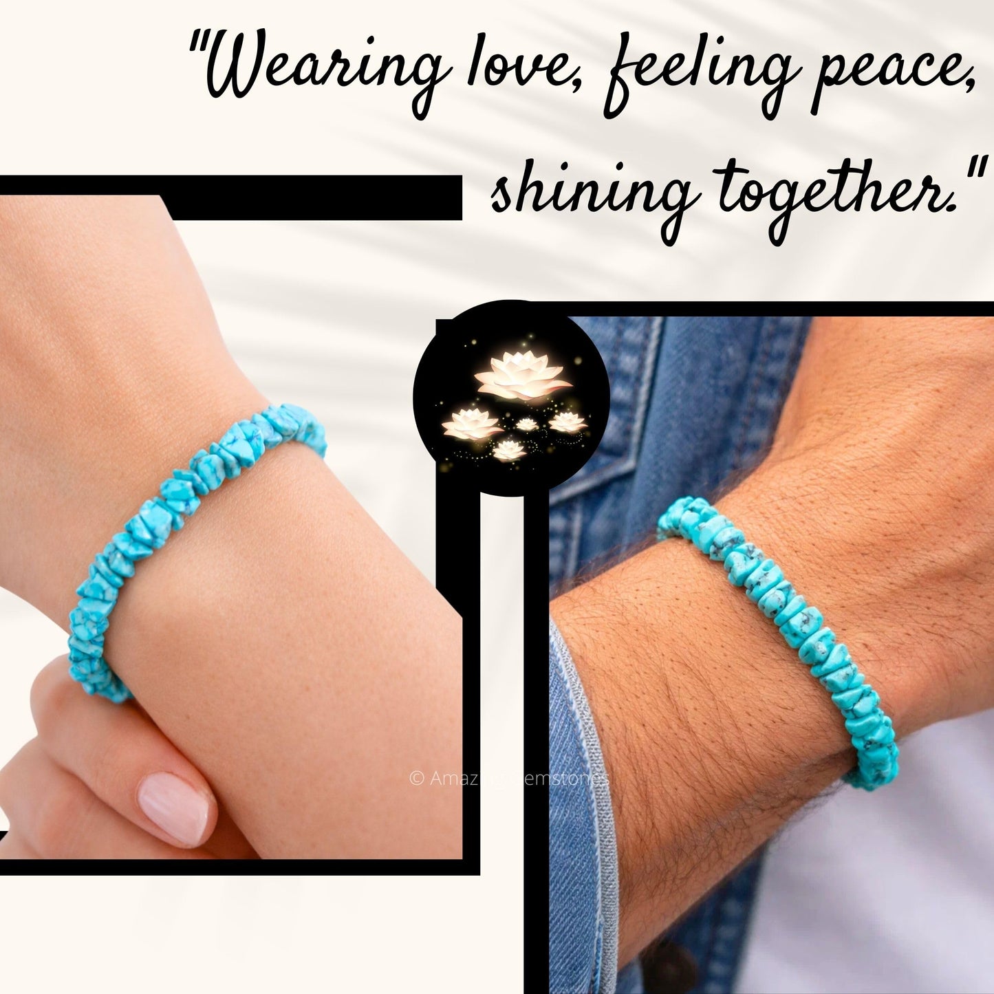 Amazing Gemstone Chips Bracelet (Turquoise (Howlite))