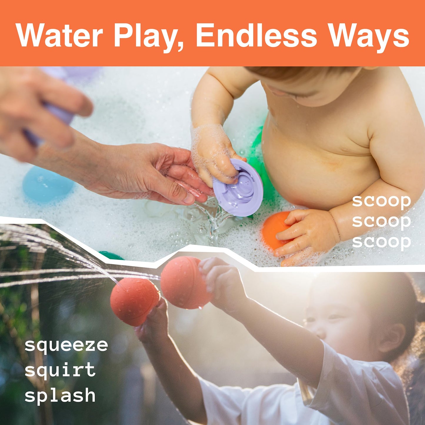 b is for Ball® Food Grade Silicone Sensory Baby & Toddler Ball | teether | squirty Bath Toy | Stacking Toy | Montessori Toy | Dishwasher Safe | 6 Months+ | 2 Ball Set
