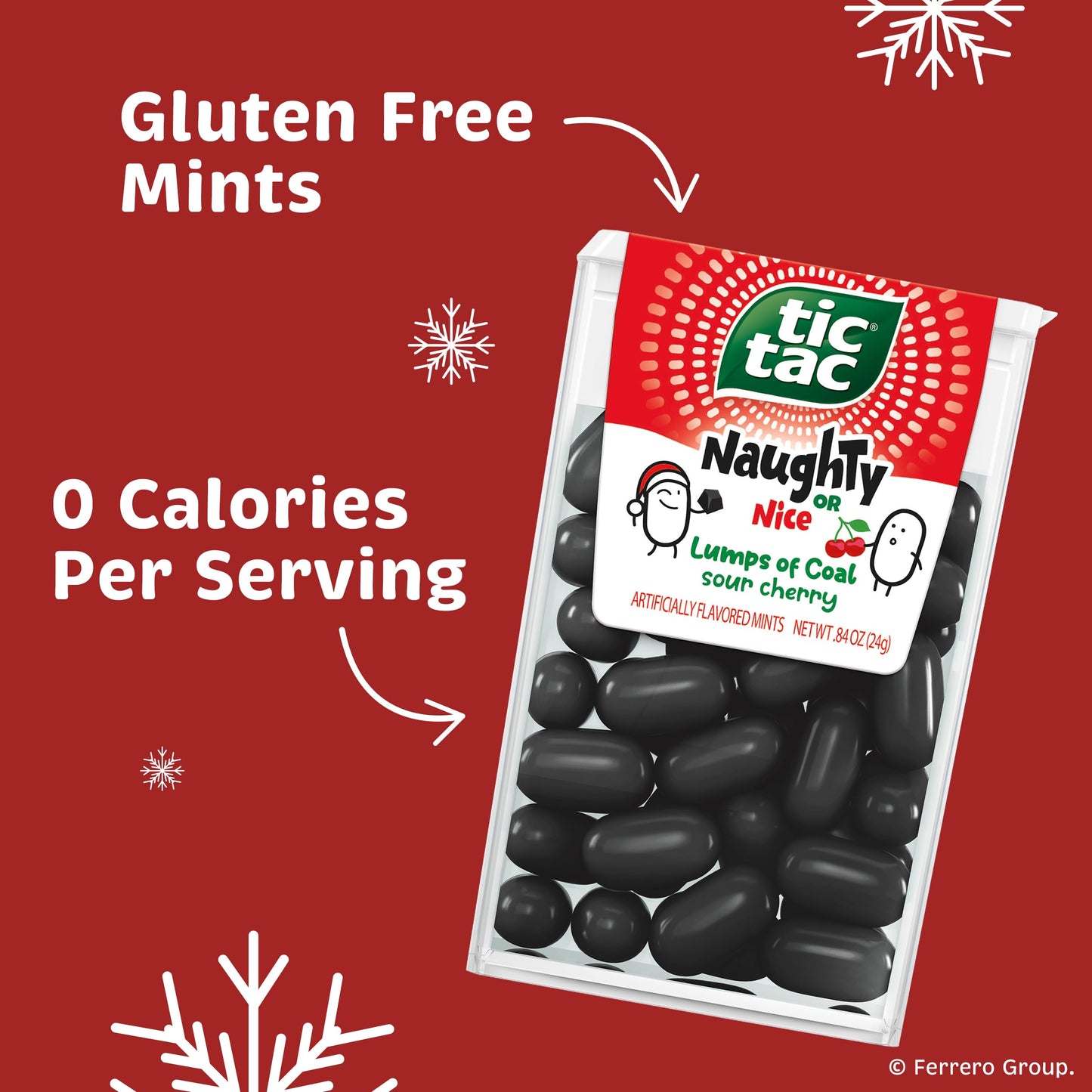 Tic Tac Naughty or Nice Lumps Of Coal Sour Cherry Mints, Hard Mints, Stocking Stuffer, 12 pack, 0.84 oz