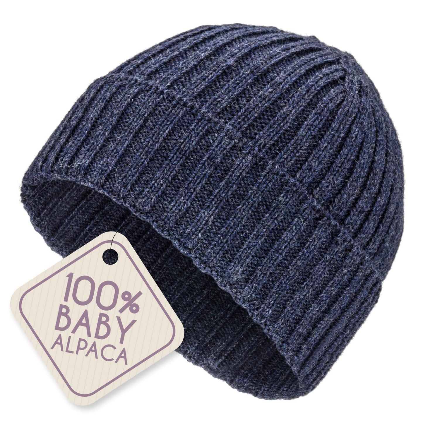 ALPALOVE 100% Baby Alpaca Worsted Beanie Dark Blue – Unisex Luxury Knit Winter Hat | Soft, Warm & Lightweight | Made in Germany