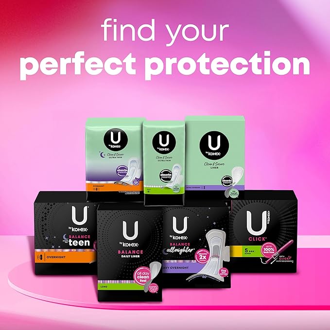U by Kotex Balance Daily Wrapped Panty Liners, Light Absorbency, Long, 450 Count (5 Packs of 90) (Packaging May Vary)