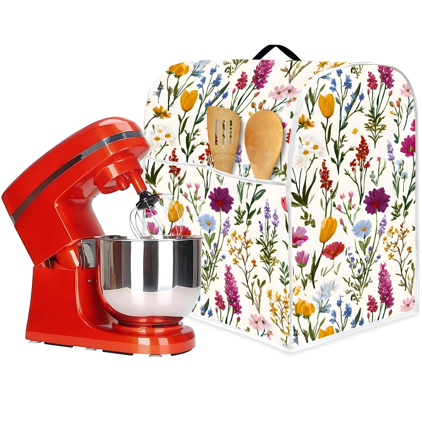 Mixer Dust Cover for 6-8 Qt Stand Mixer, Cloth Cover with 2 Storage Pockets for Stand Mixer Protective Covers Large for 6-8 Quart Mixer