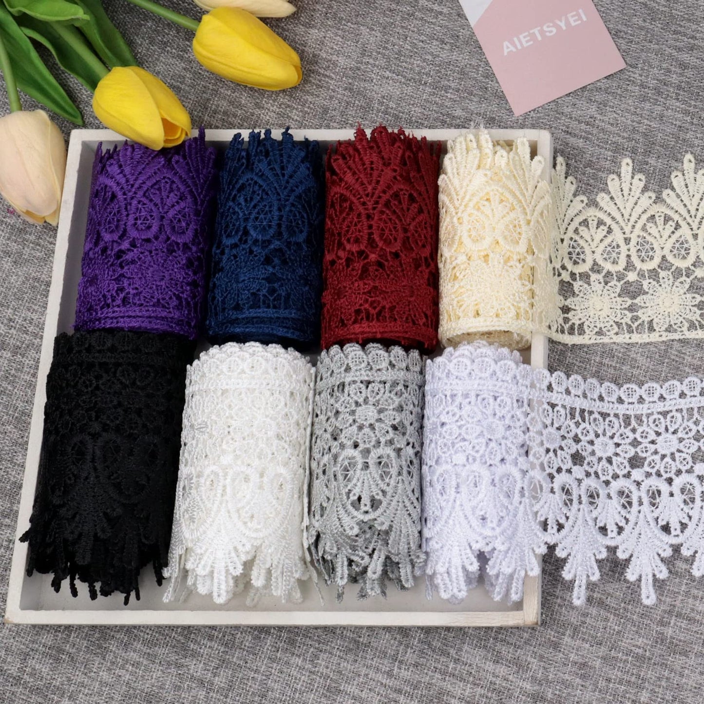 White Lace Trim 5 Yards Wide Venise Lace Ribbon Embroidered Edge Trim for Sewing DIY Crafts Wedding Applique Home Decor