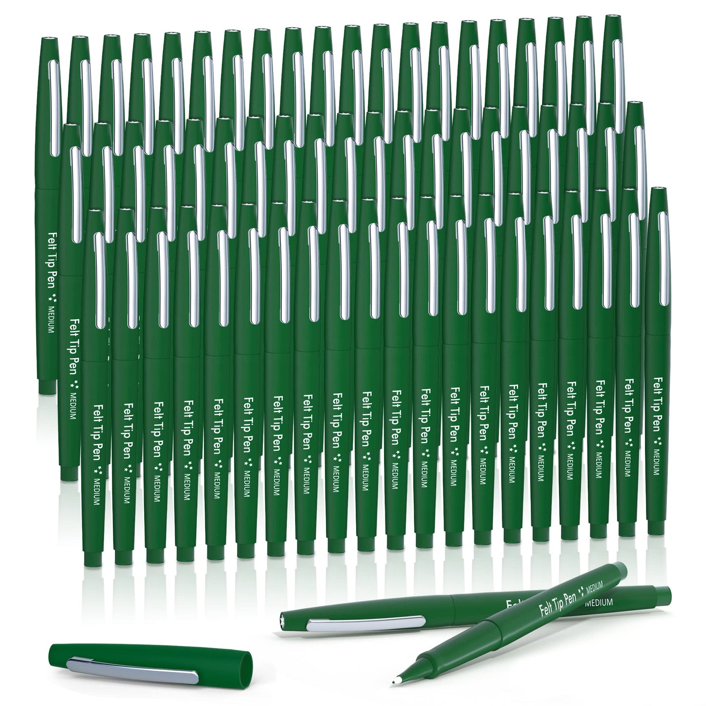 Lelix Felt Tip Pens, 60 Green Pack, 0.7mm Medium Point, Felt Tip Markers Pens for Journaling, Writing, Note Taking, Planner, Perfect for School Office and Art Supplies