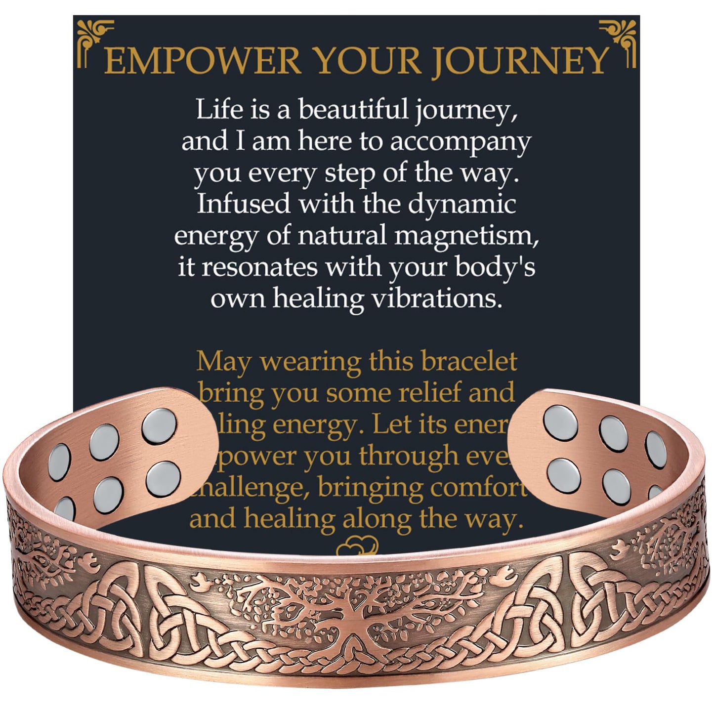 Jecanori Copper Bracelet for Men, 18X Strength 99.99% Pure Solid Mens Magnetic Copper Bracelets