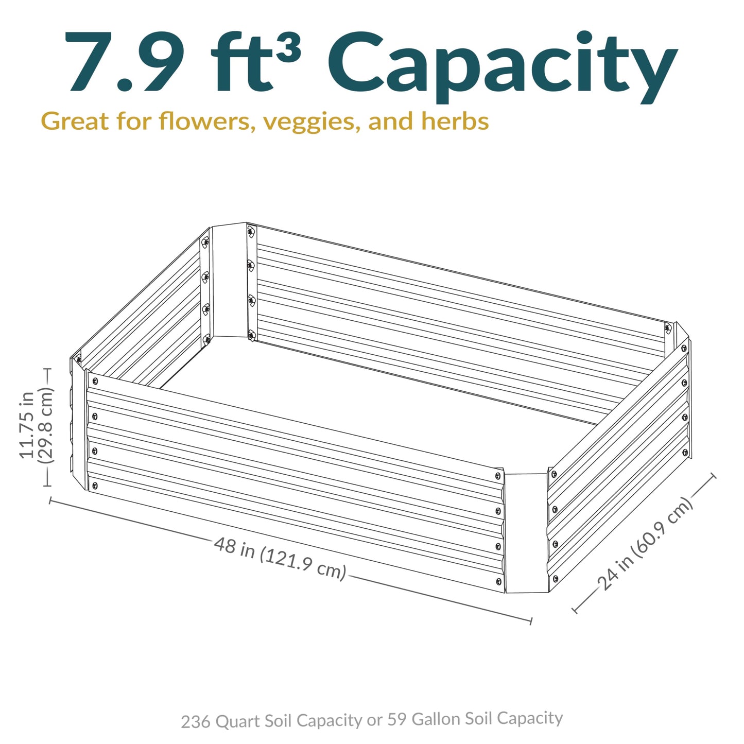 Sunnydaze Galvanized Raised Garden Bed Kit - 4x2x1 ft Outdoor Raised Garden Bed - Metal Planter Box for Vegetables, Flowers, Herbs - Brown - 4' x 2' Rectangle