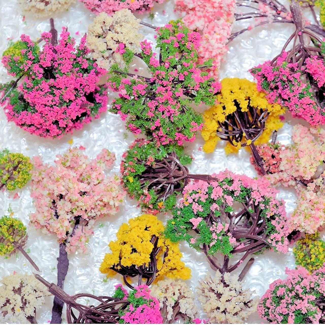 BAENRCY 32pcs 0.79-6.30inch Mixed Model Trees Accessories Model Train Scenery Architecture Trees Model Scenery with No Stands(Colorful)