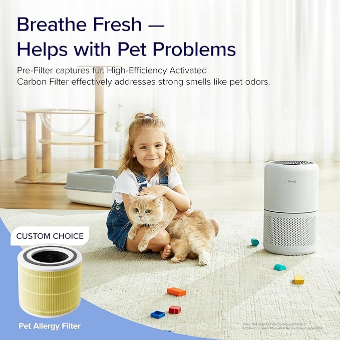 LEVOIT Air Purifier for Home Allergies Pets Hair in Bedroom, Covers Up to 1095 ft² & Humidifier Replacement Filters 10-Pack, Mineral Absorption Pad, Compatible with LV600S