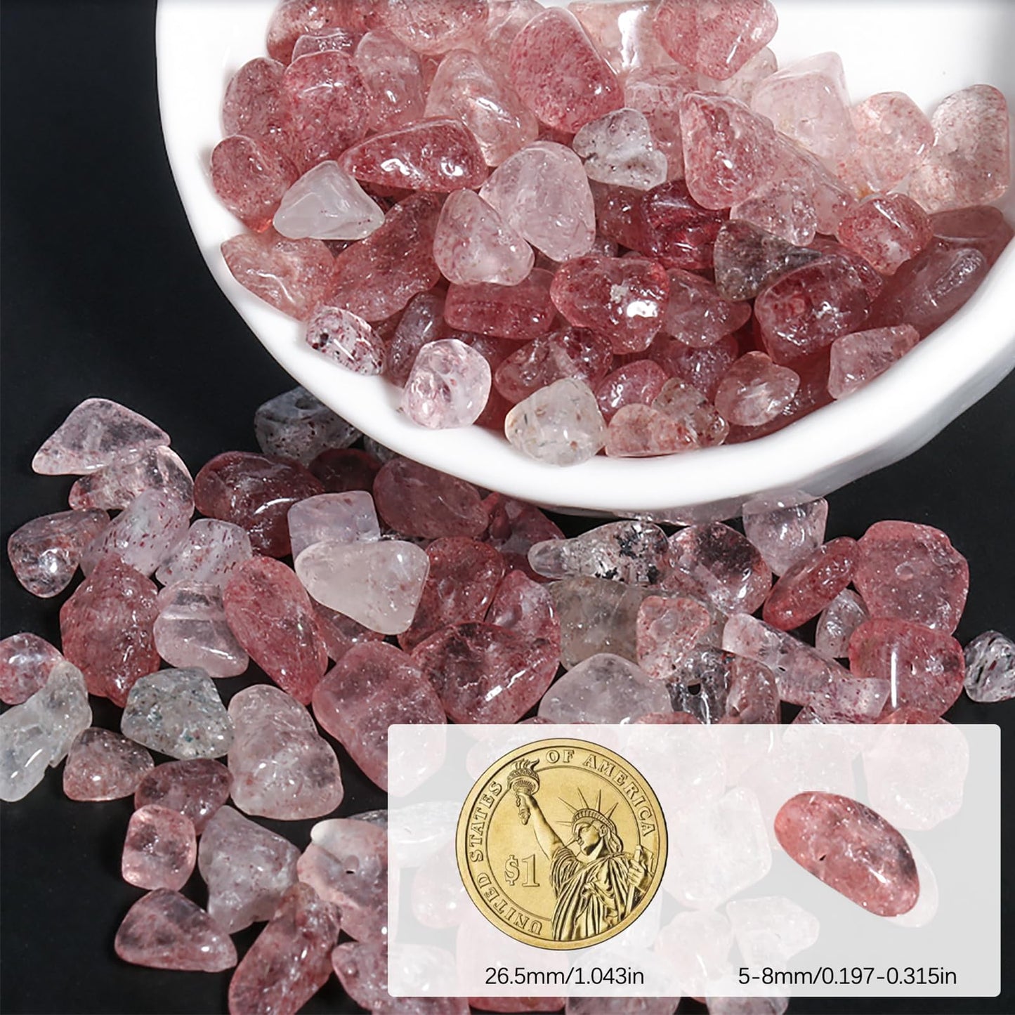 NITOPUPU 30in Strawberry Quartz Natural Chip Stone Beads 5-8mm About 230pcs, Irregular Drilled Pink Bead for Bracelets Jewelry Making Supplies for Adults, DIY Crafts.