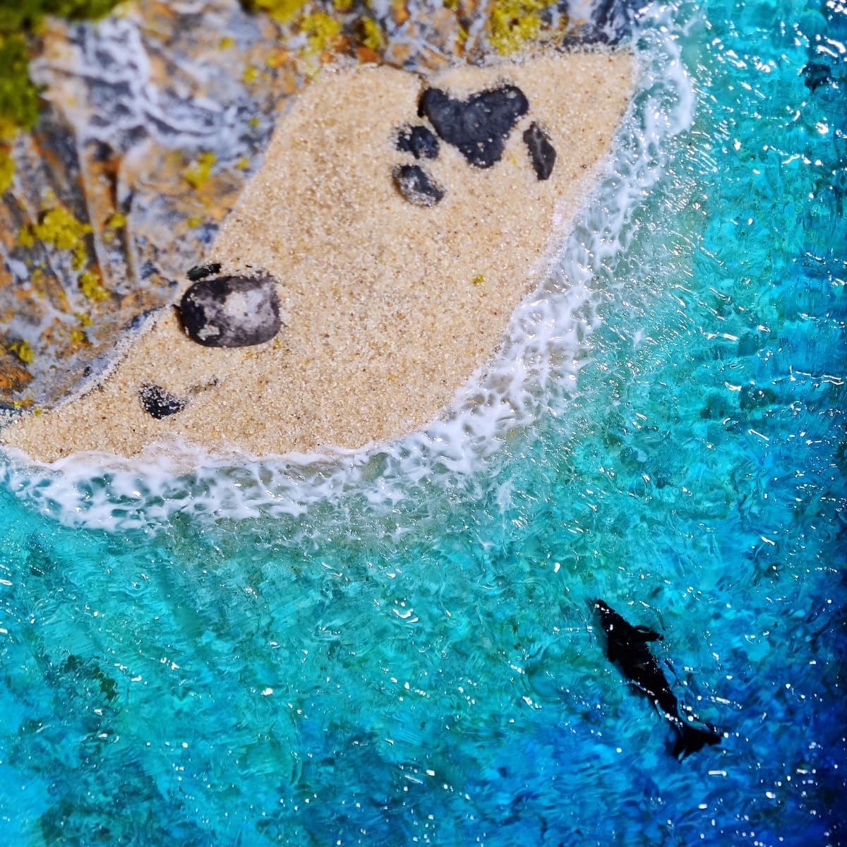 CalorMixs Mountains and Sea in a Box Miniature Landscape Art DIY Craft Kit; Adult Paint Arts & Crafts Project; Mini Beach Dolphin Unique Handicrafts