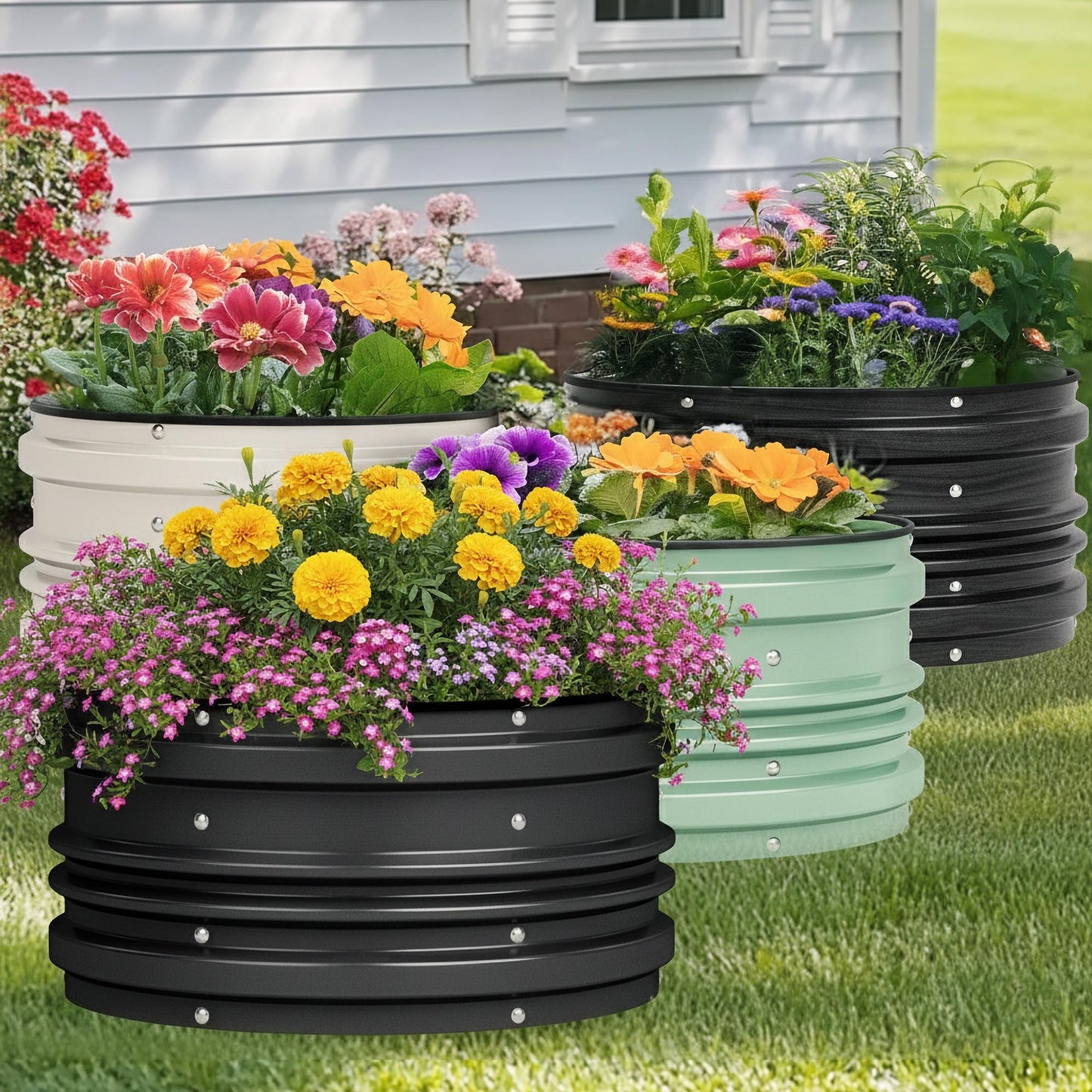 WORKPRO 3PK 2x2x1ft Outdoor Galvanized Raised Garden Bed Kit, Rust & Corrosion Protection, Easy Assembly, Safe Edge, Ideal for Vegetables & Flowers, Black