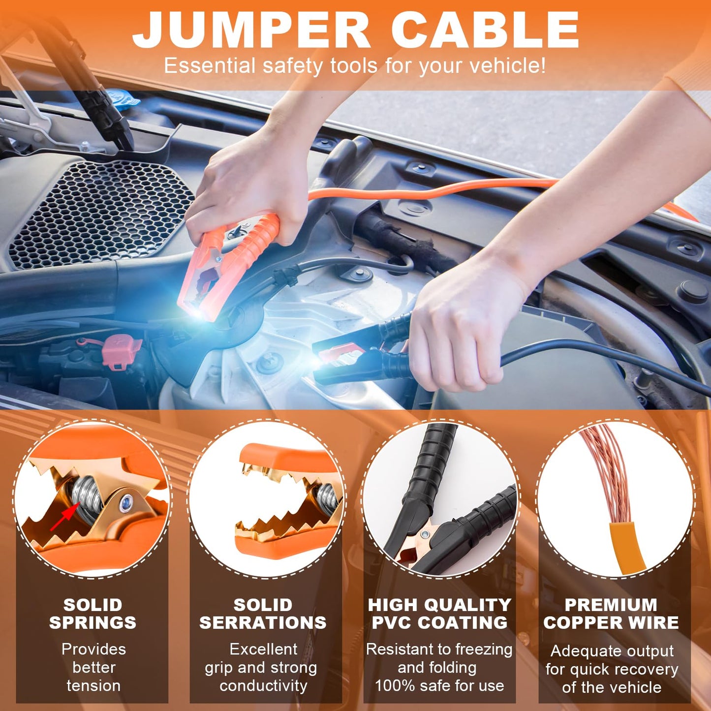 AUTODECO 131 Pieces Car Emergency Safety Kit Bag with Air Compressor Jumper Cable Tire Pressure Gauge Roadside Emergency Car Kit for Vehicles