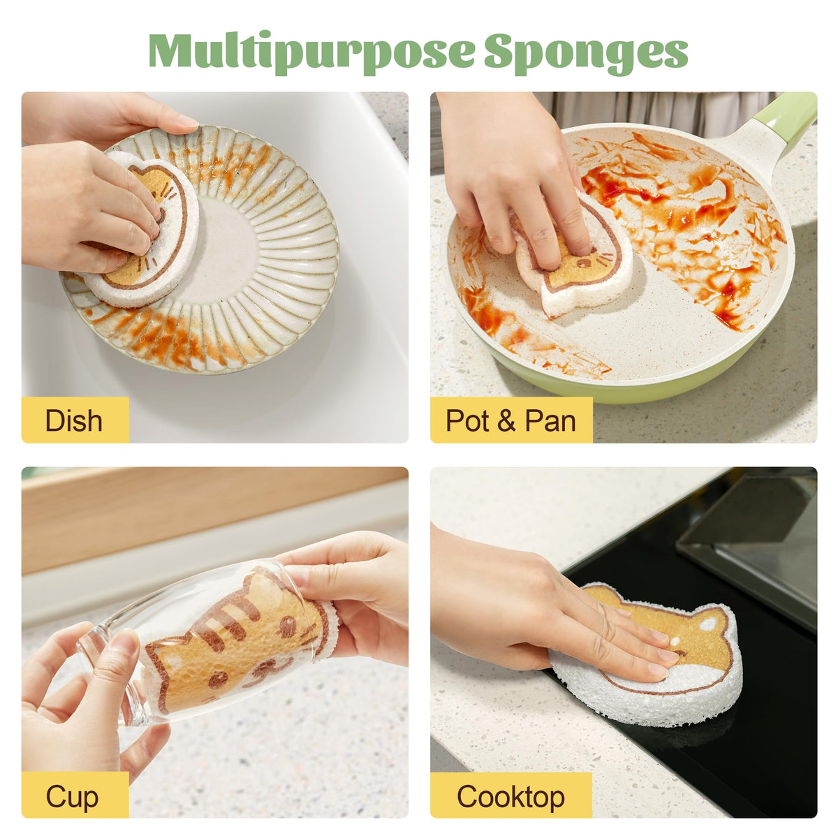 Cartoon Kitchen Sponge (18 Count)