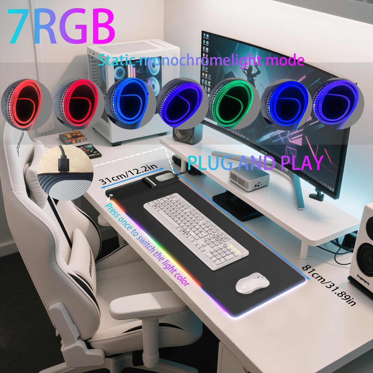 Gifts for Mom Dad &Friends,Wireless Phone Charger with Mouse Pad,RGB Gaming Mouse Pad with Phone Holder, 15W Fast Wireless Charging Desk Mat with Ultra-Smooth Surface for MacBook PC Laptop Computer