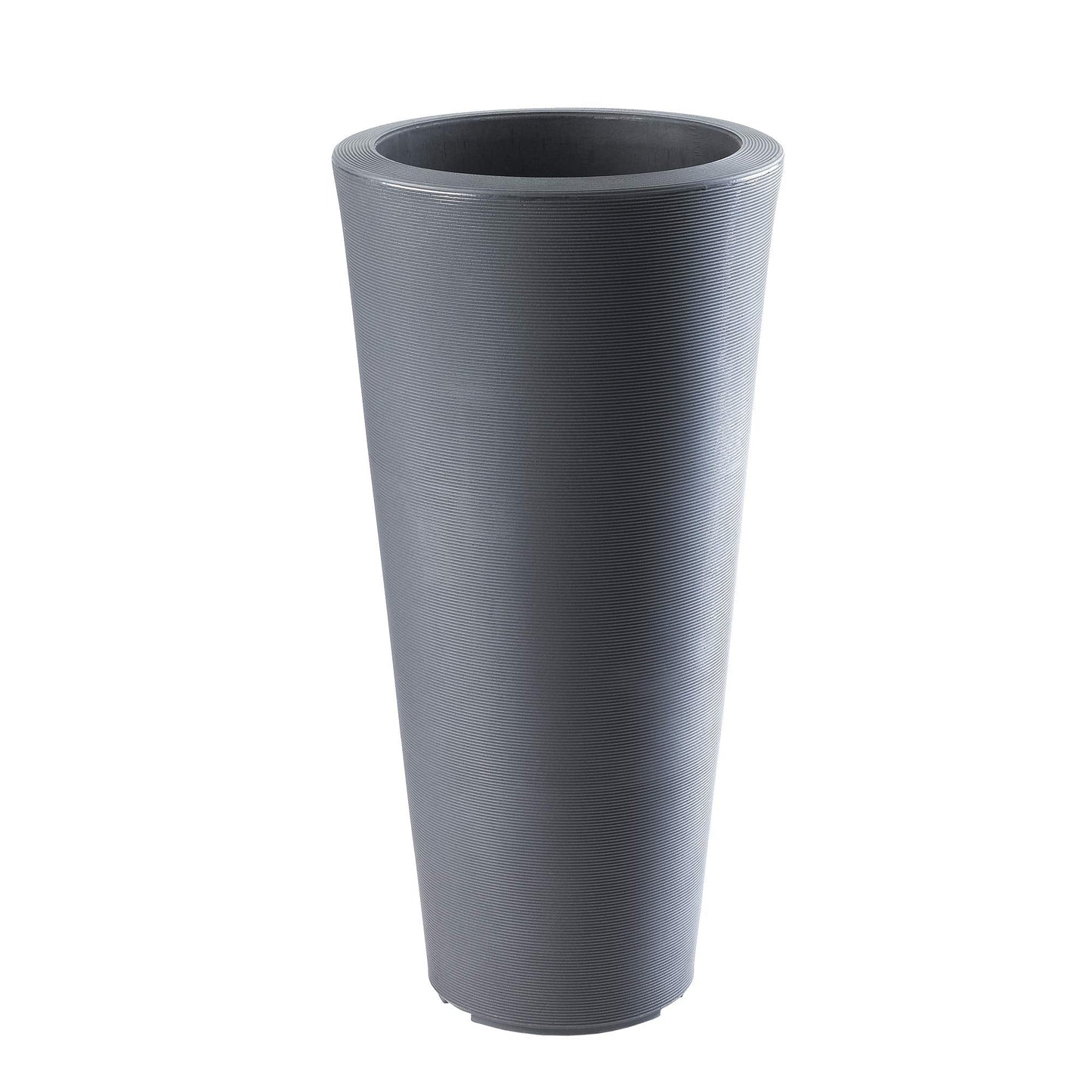 Crescent Garden Bleeker Planter, Tapered Round Plant Pot with Sand-Cavity, 15-Inch (Slate)