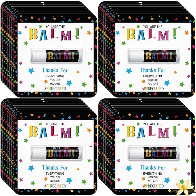 45 Pack Christmas Employee Appreciation Gift Bulk Lip Balm Teacher Staff Team Xmas Thank You Gifts You're the Balm Thanksgiving Party Favors Christmas Stocking Stuffers for Women Men Volunteer