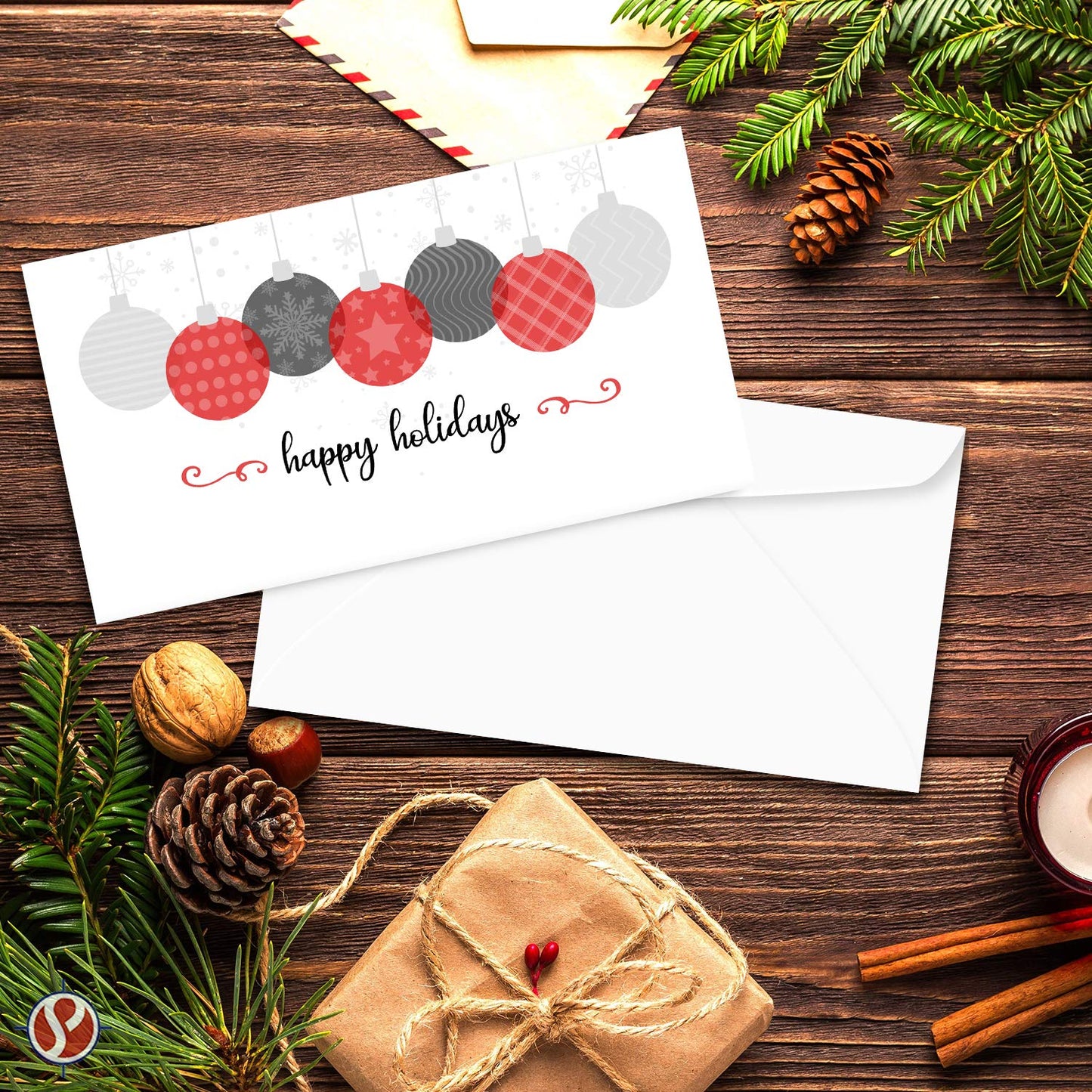 Happy Holidays Envelopes with Blank Cards for Notes – Cash Money, Check and Currency Holder, Nice Winter Christmas New Year Greeting, Coins, Presents & Gift Cards | 3-5/8" x 6-1/2" | 25 per Pack