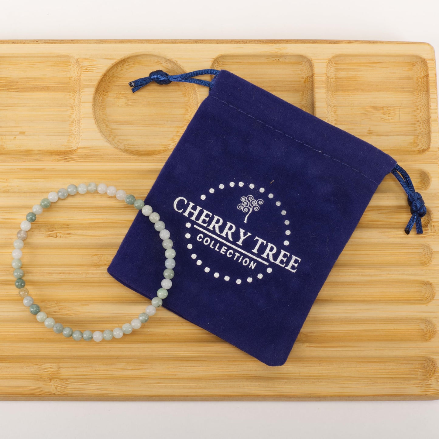 Cherry Tree Collection - Small, Medium, Large Sizes - Gemstone Beaded Bracelets For Women and Men - 4mm Round Beads (Burma Jade, Small)