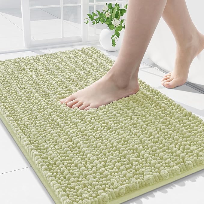 Arotive Luxury Chenille Bathroom Rug Mat, Extra Soft Thick Absorbent Shaggy Bath Rugs, Non-Slip Machine Wash Dry, Plush Bath Mats for Bathroom, Shower and Tub, 34x21, Vanilla