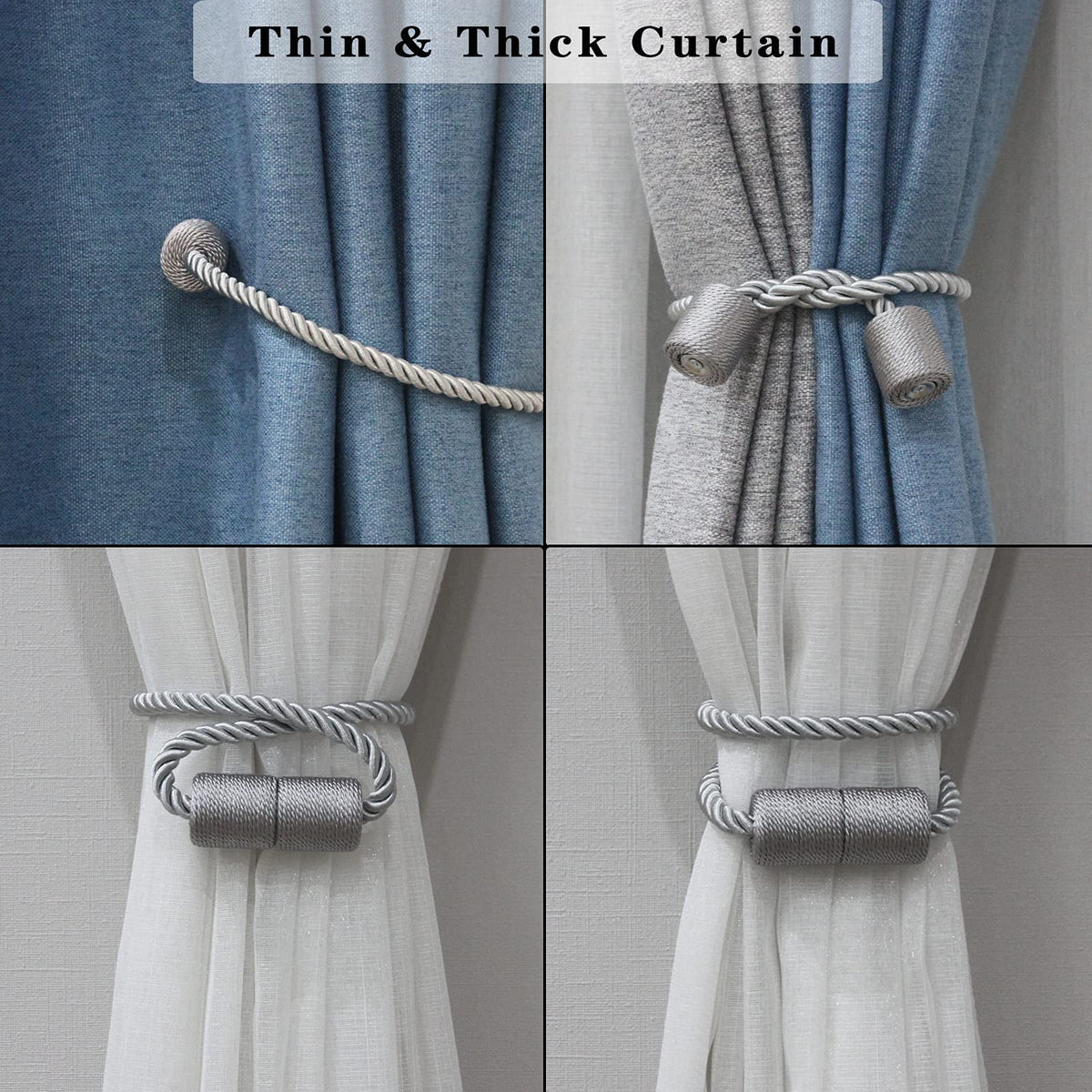 Magnetic Curtain Tiebacks Holdbacks Decorative Tie Backs for Windows Porlau (6 Count)