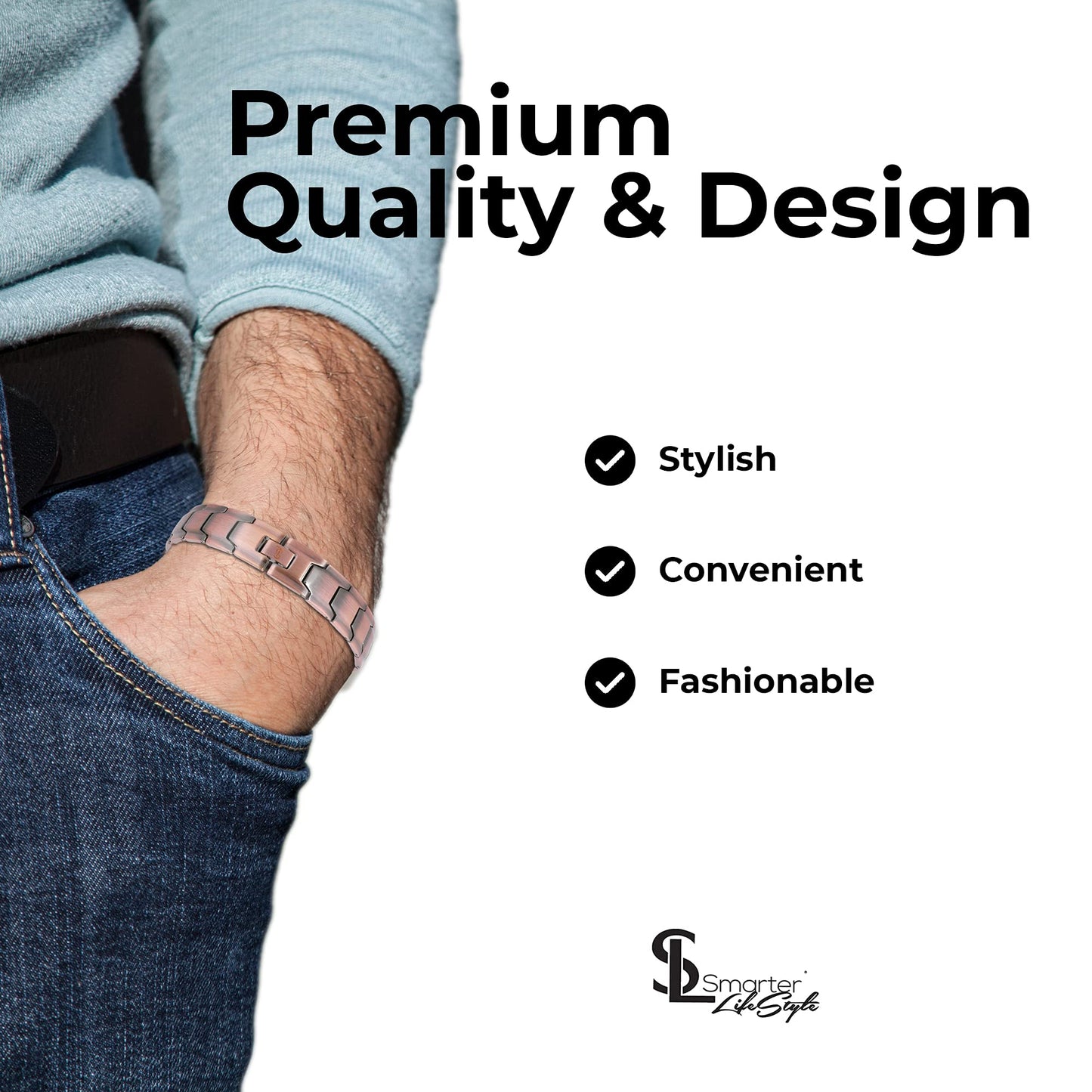 Smarter LifeStyle Elegant Copper Magnetic Bracelet for Men, Adjustable Bracelet Length with Sizing Tool for Perfect Fit, Magnetic Bracelets for Men, Mens Copper Bracelet