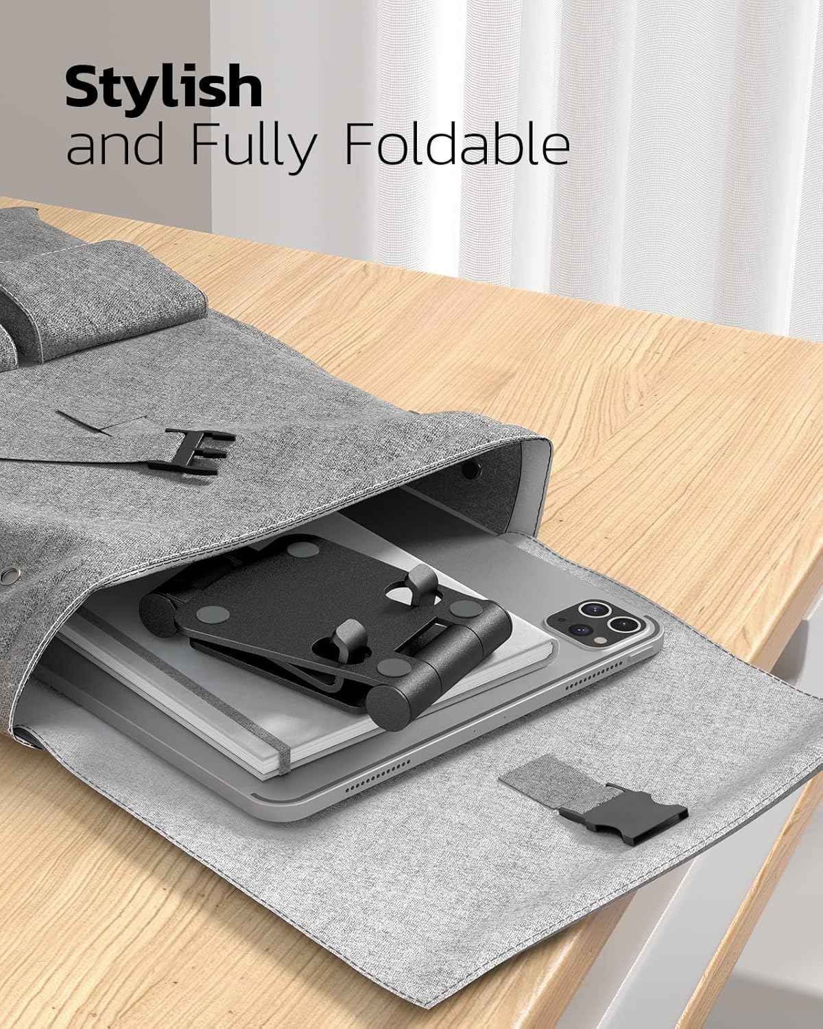 Nulaxy Dual Folding Cell Phone Stand, Fully Adjustable Foldable Desktop Phone Holder Cradle Dock Compatible with Phone 16 15 14 13 12 11 Pro Xs Xs Max Xr X 8, Nintendo Switch, All Phones