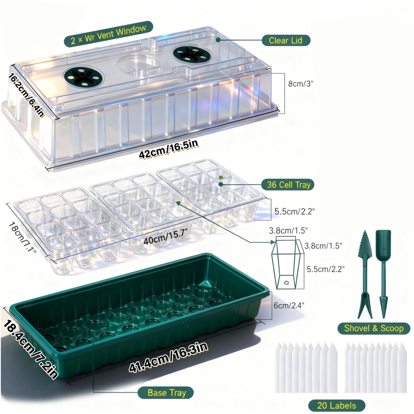 Beginner-Friendly Seed Starter Kit with Grow Light, Indoor Germination System for Faster Sprouting & Healthy Seedlings, Adjustable Humidity Dome for Herbs, Vegetables & Flowers, 72 Cells