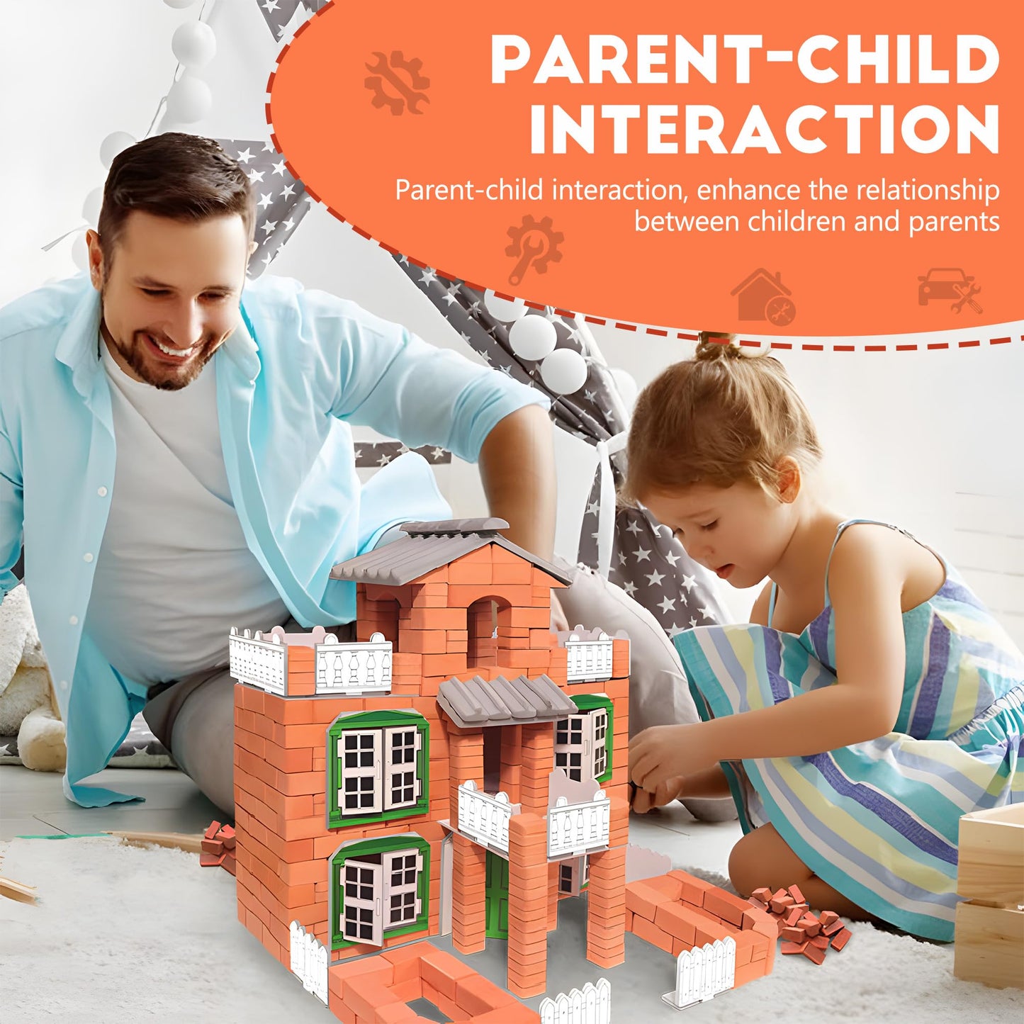 ROHSCE Brick and Mortar Construction Set, DIY Building Blocks for Kids Ages 6+, STEM Construction Kit, Versatile Creative Play, Great Birthday Gift
