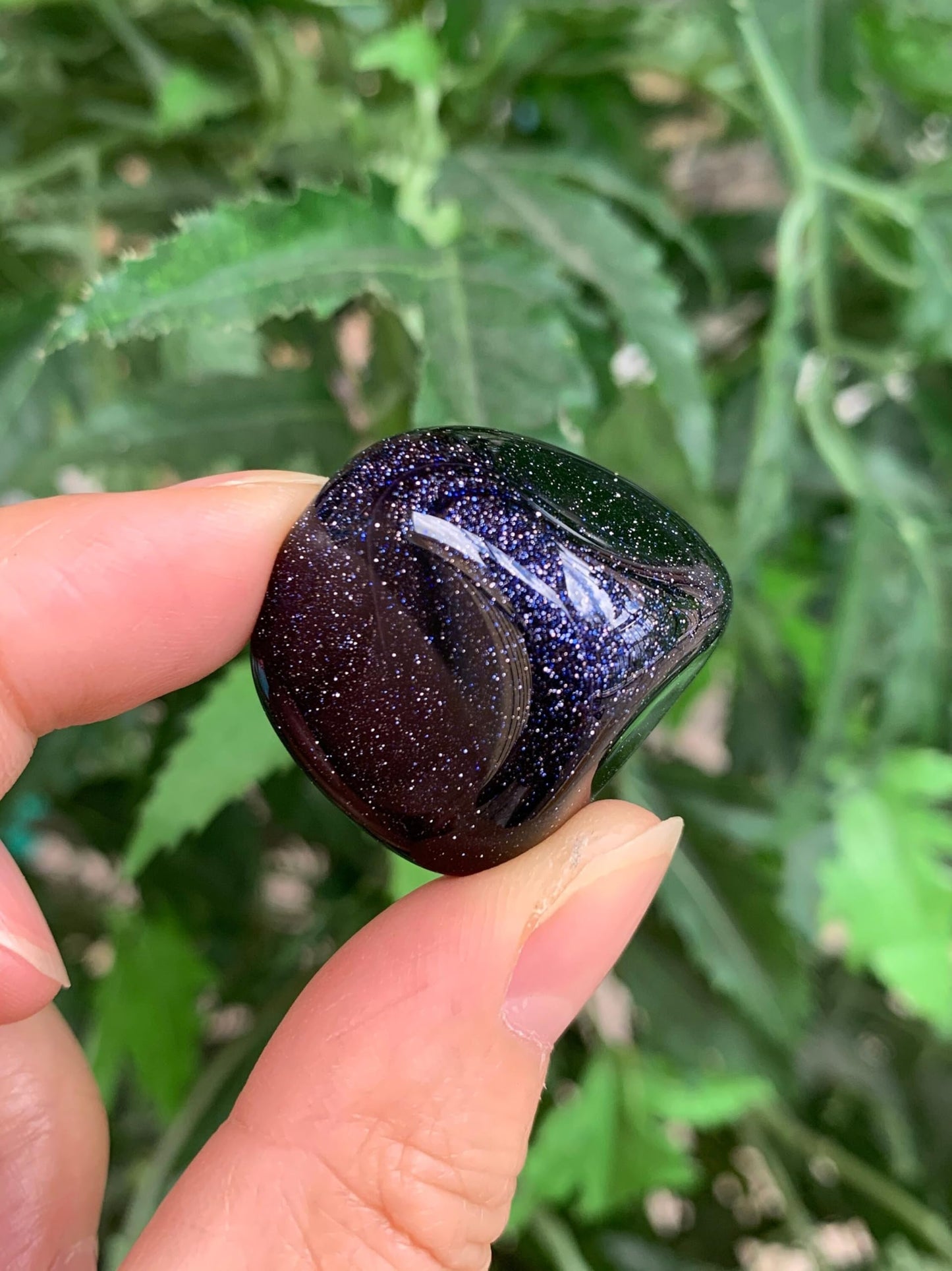 GAF TREASURES 5 Pcs Blue Goldstone Tumbled Stones, Polished Blue Goldstone Gemstone, Blue Goldstone Healing Crystals (Blue Goldstone)