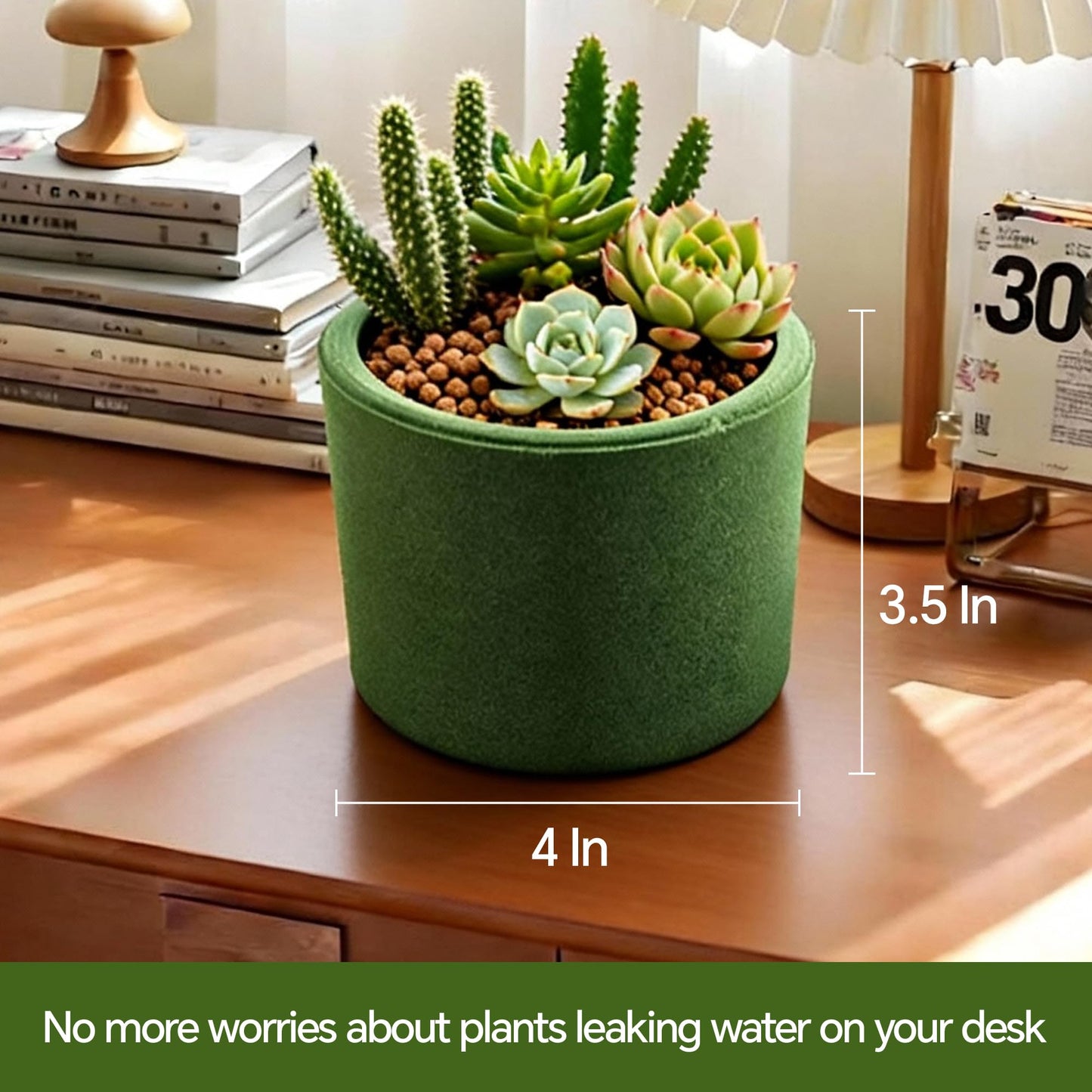 Rayjee Ultra-Breathable Sand Planter Pot, 4-Inch Small Indoor Flower Pot, One-Piece Compression Formed, Sintered at 2000°F+, No Side Leakage, Ideal for Succulents, Cactus & Bonsai-Round Green 3PCS