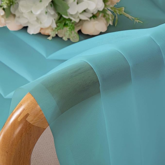 Chyhomenyc Aqua Sheer Curtains 84 Inches Long 2 Panels Set, Light Filtering Soft Airy Window Curtains, Rod Pocket for Living Room Bedroom Window Drapes, 42Wx84L Inch, 2PCS