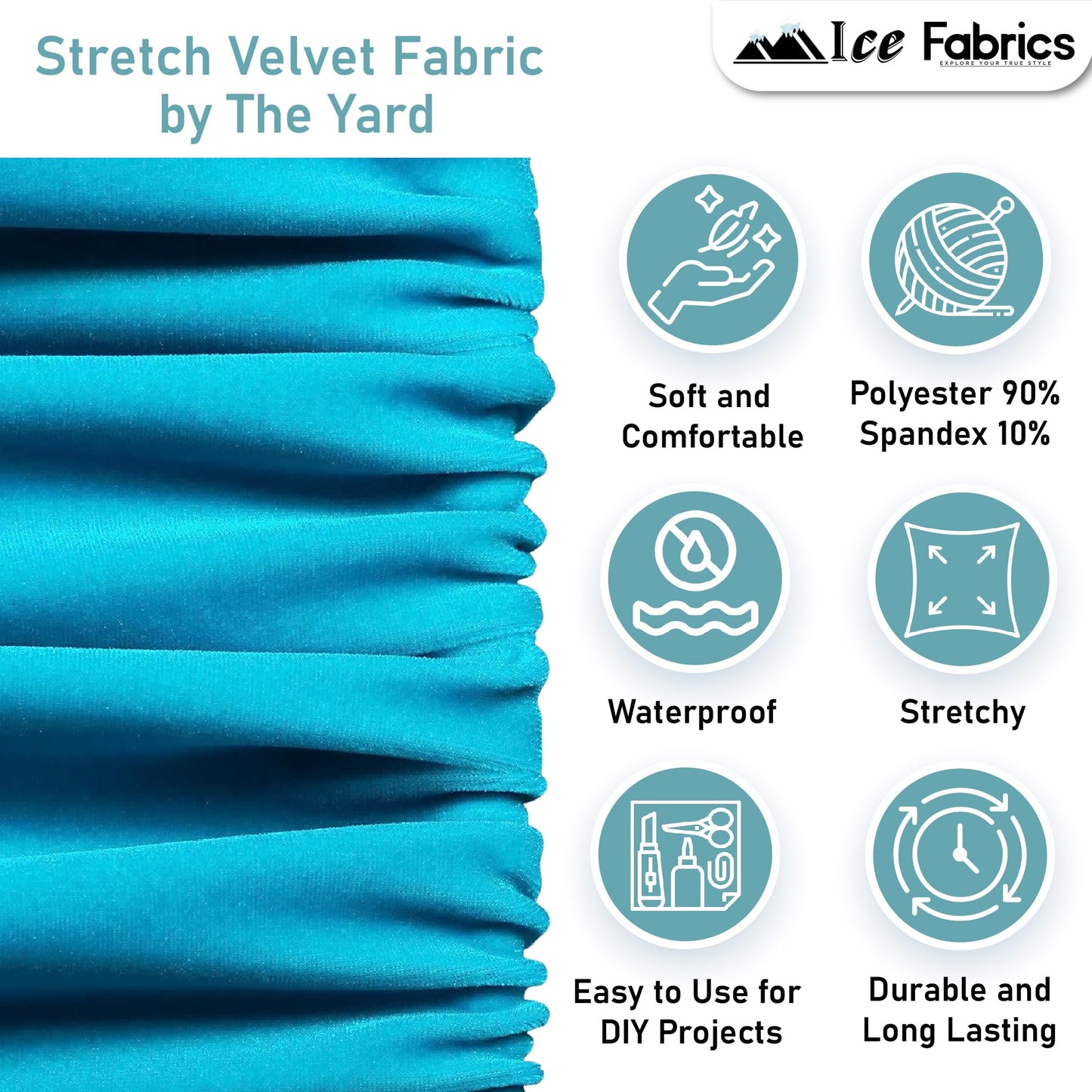 Ice Fabrics Stretch Velvet Fabric by The Yard - 60" Wide Soft Stretchy Fabric for Sewing Clothes, Apparel, Costume, Crafts - 90% Polyester 10% Spandex - Dark Olive Green - 1 Yard