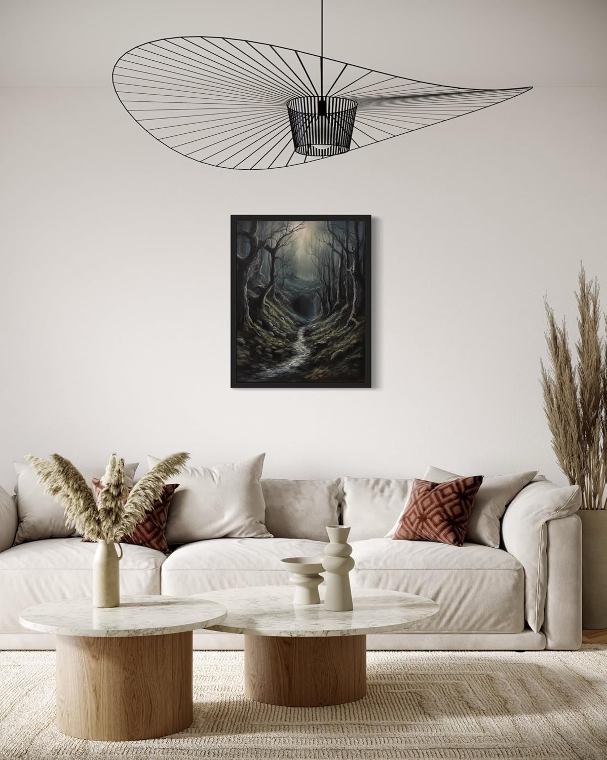 Dark Tunnel Poster Art Print, Halloween Scary Vintage Wall Art Academia Spooky Painting Decoration for Horror Prints, Gothic Posters Bedroom Decor 89 (Dark Tunnel, 11 x 14 inches, Black Frame)