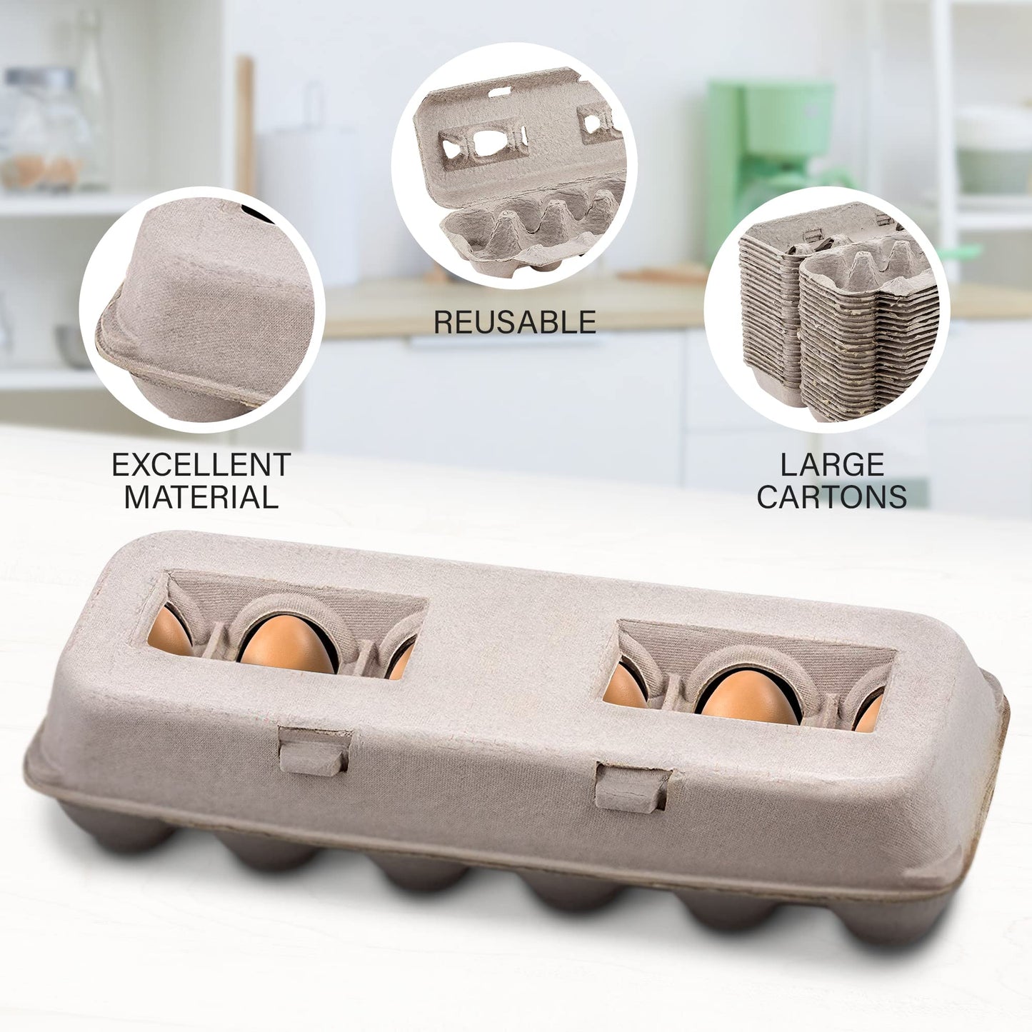 MT Products Blank Natural Pulp Egg Cartons Bulk - Made in USA - Holds Up to Twelve Eggs - 1 Dozen - Cardboard Material Perfect For Storing Extra Eggs (25 Pieces)