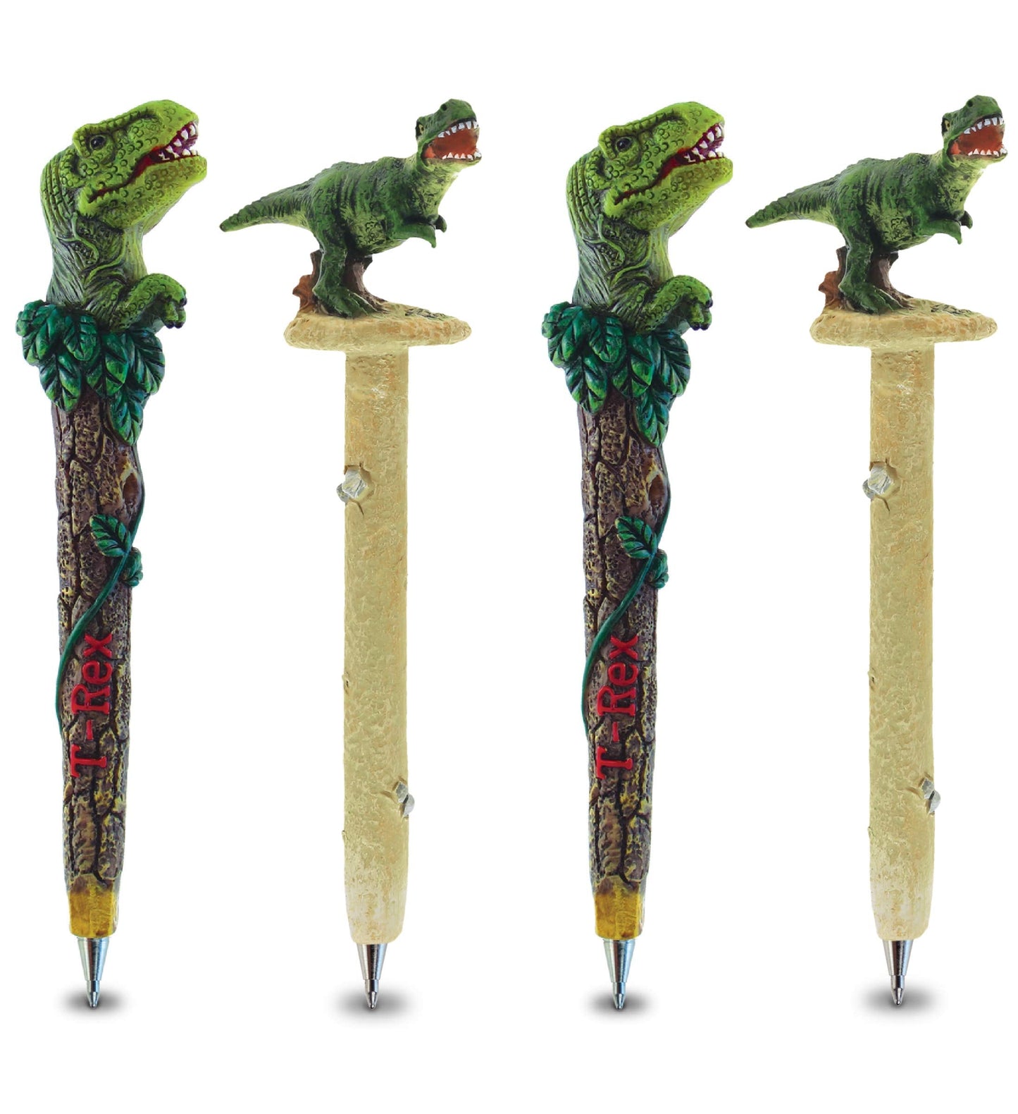 Planet Pens Bundle of Dinosaurs Tyrannosaurus Rex Novelty Pens - Fun and Unique T-Rex Ballpoint Pens, Colorful Dinosaur Writing Pens For School and Office - 4 Pack