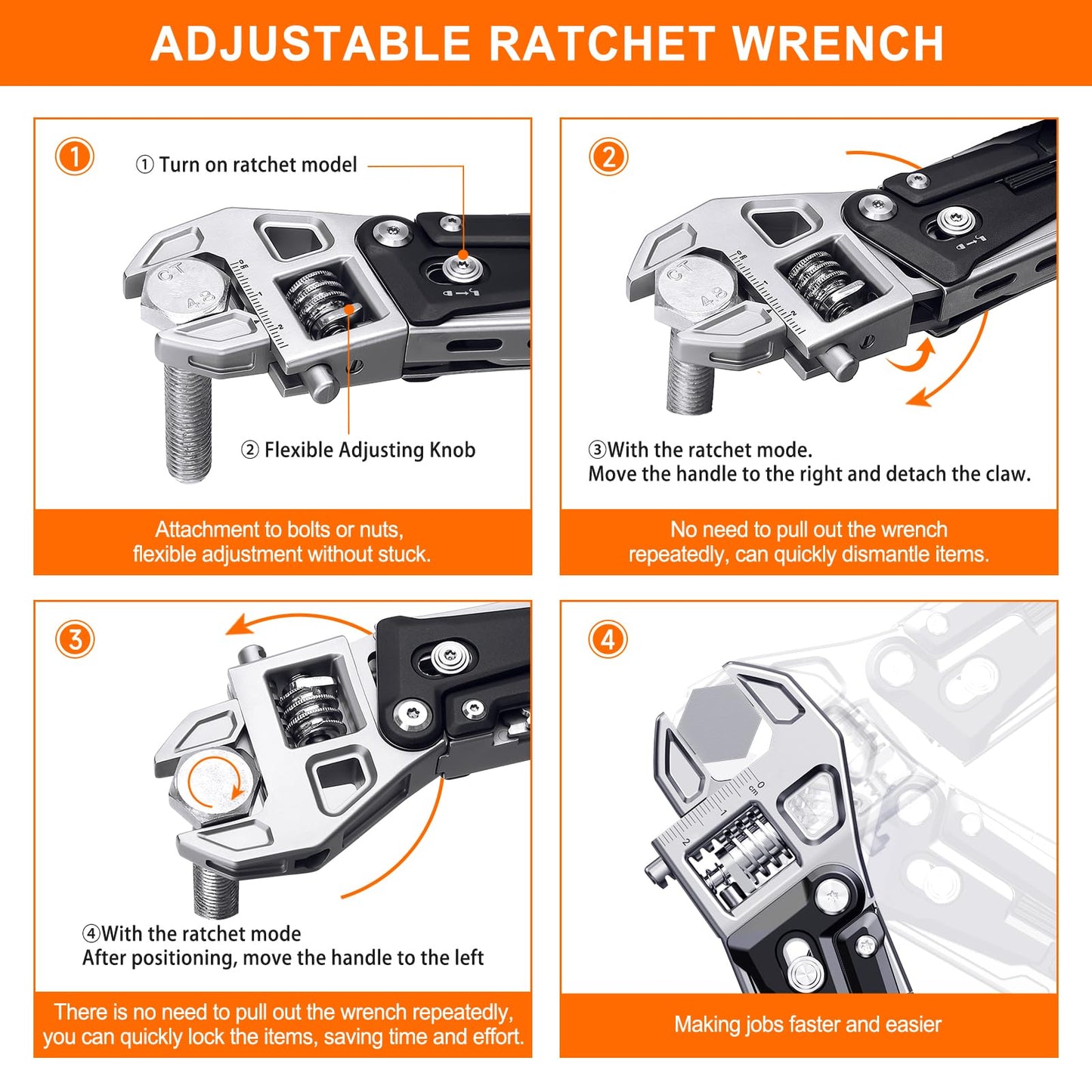 NexTool W4 Adjustable Ratchet Wrench Multitool, 11-IN-1 Foldable EDC Tool with Pliers, Knife, Saw and Screwdriver, Multi Tool for Camping, DIY, and Gifts for Him