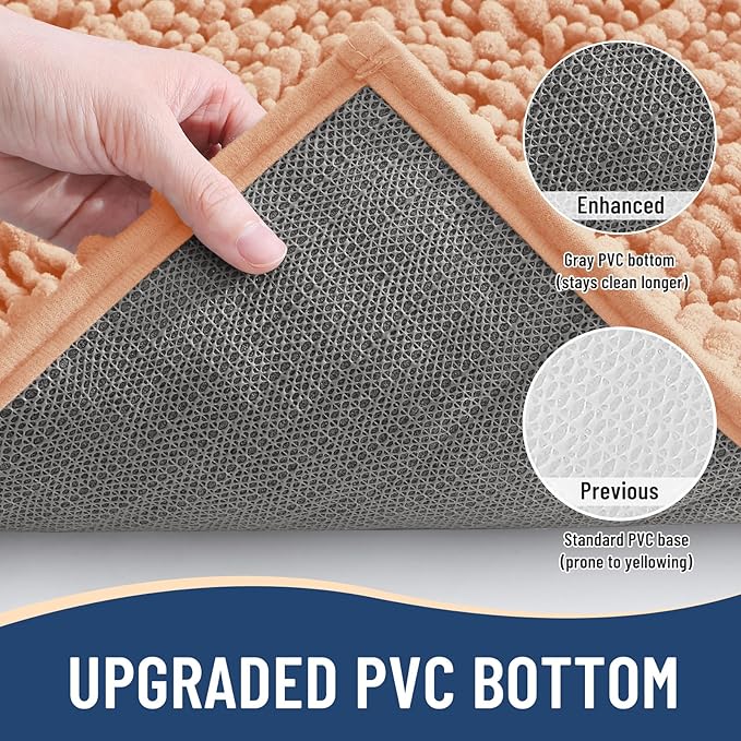 Arotive Luxury Chenille Bathroom Rug Mat, Extra Soft Thick Absorbent Shaggy Bath Rugs, Non-Slip Machine Wash Dry, Plush Bath Mats for Bathroom, Shower and Tub, 30x20, Peach