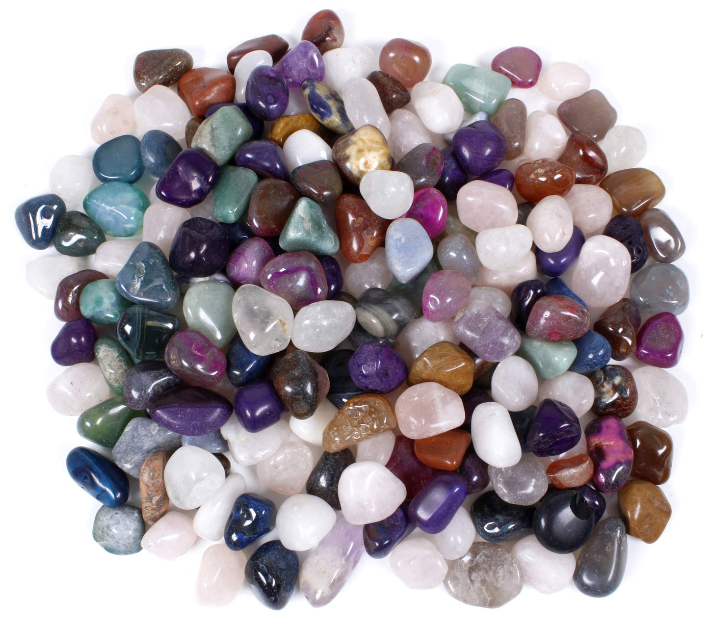 DANCING BEAR 2 Pounds (lbs) Tumbled Polished Natural & Dyed Gem Stones + Educational Color ID Sheet & 28 Page Rock & Mineral Identification Book. Average Stone Size 1 inch, Limited Edition